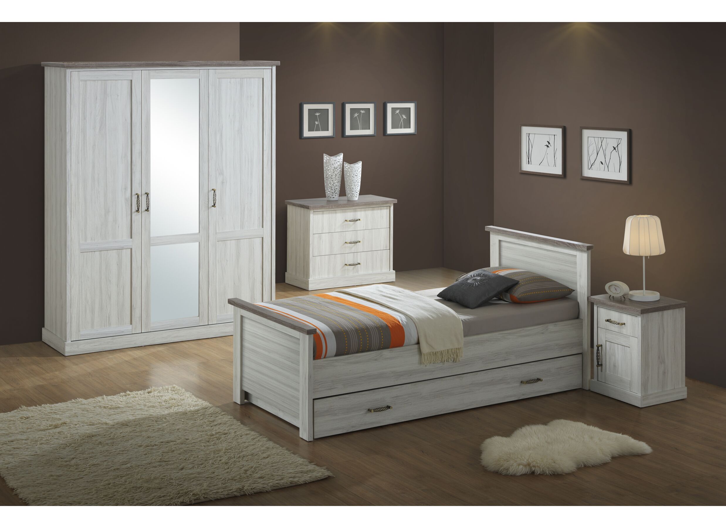 Commode Ella 90x45x76cm - décor - light oak/brun