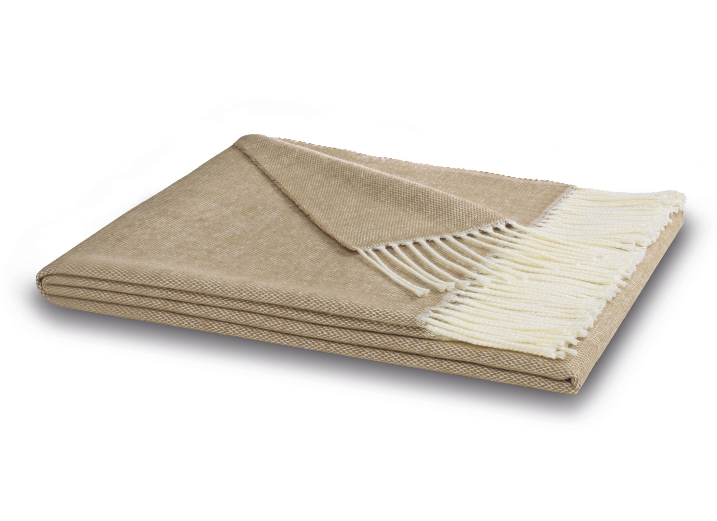 Plaid 130x170cm - polyester & katoen - camel - Plaid 130x170cm - polyester & coton - camel
