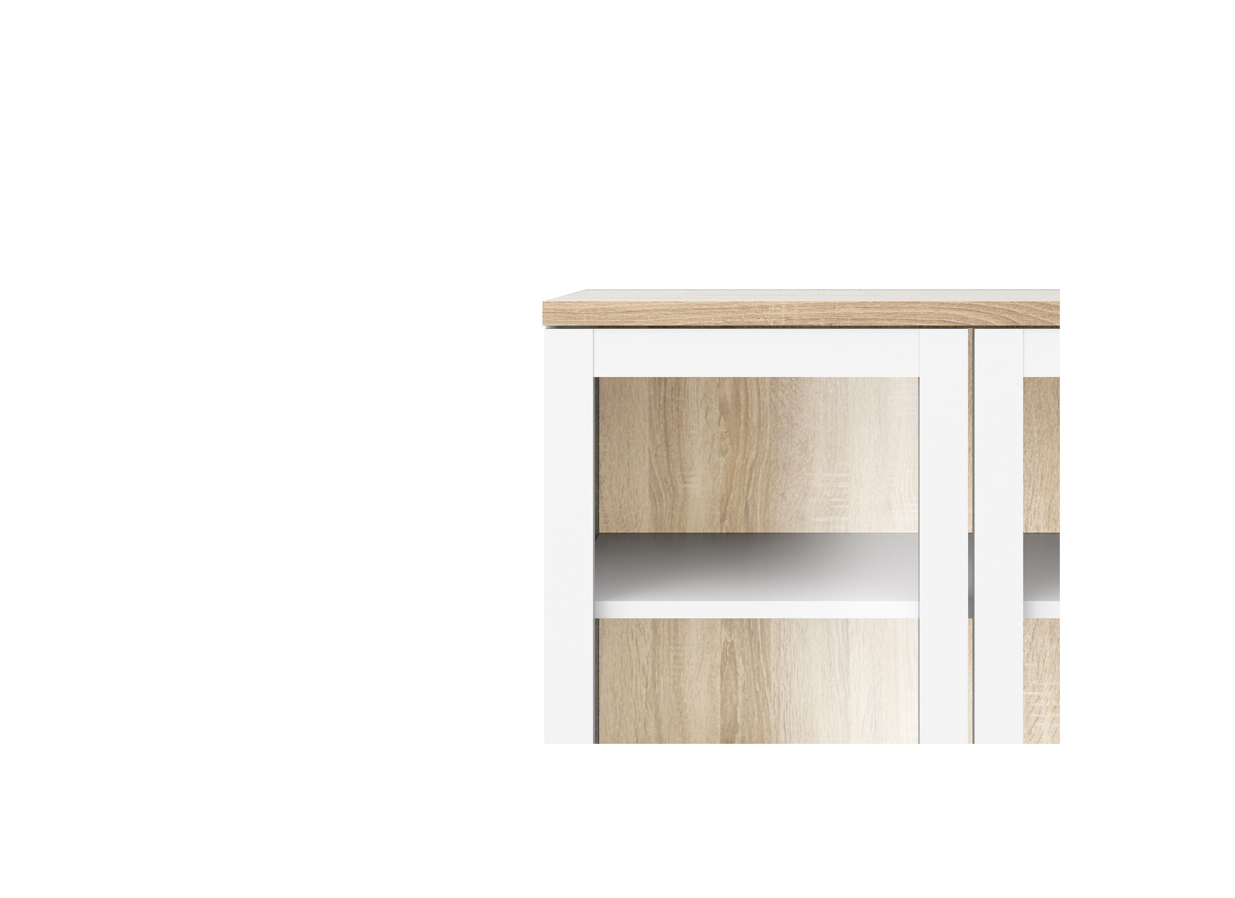 Vitrinekast Roomers 89cm - decor - witte eik