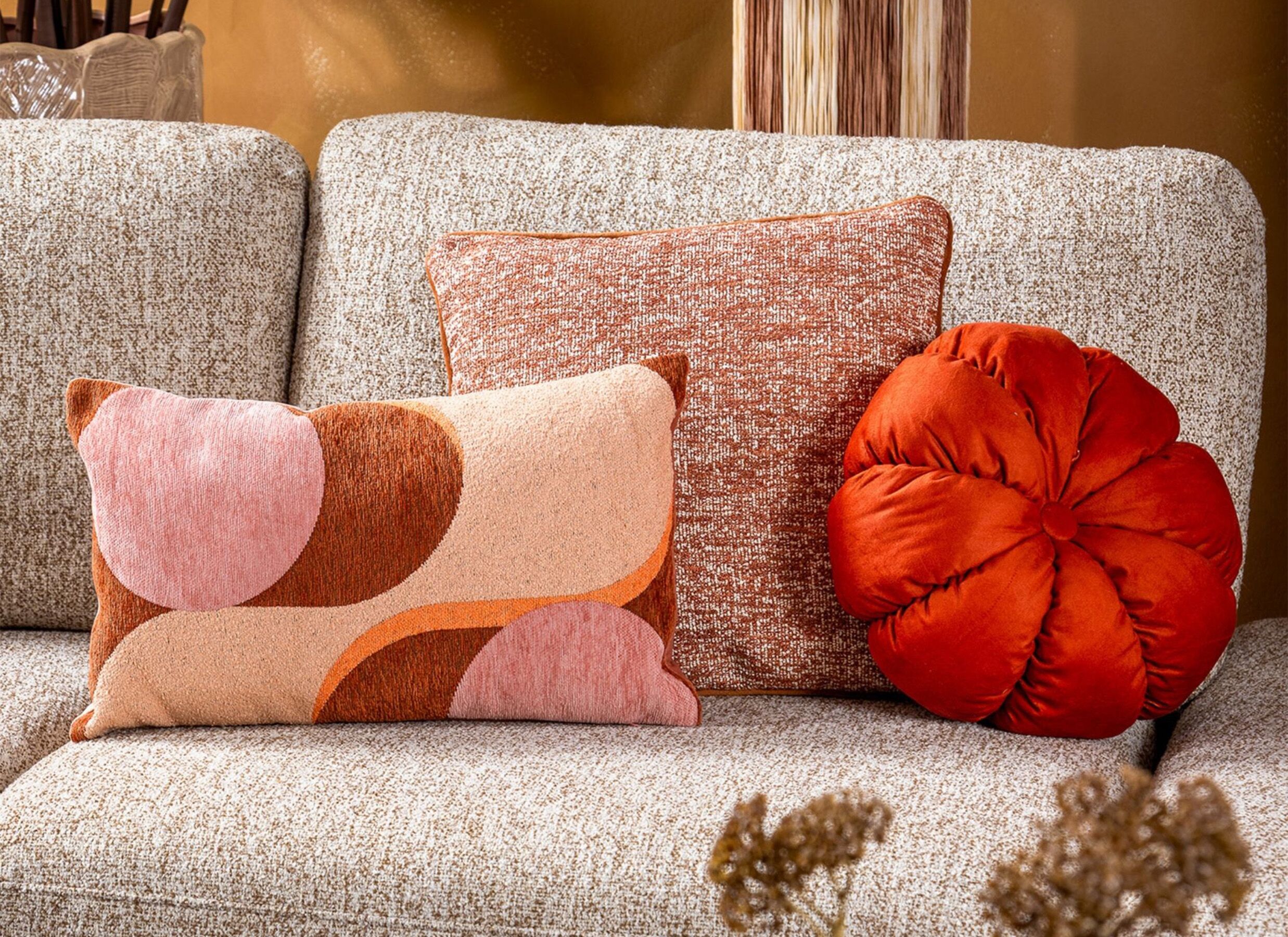 Foto ambiance - Coussin Raisa Ø38cm - polyester - potters clay