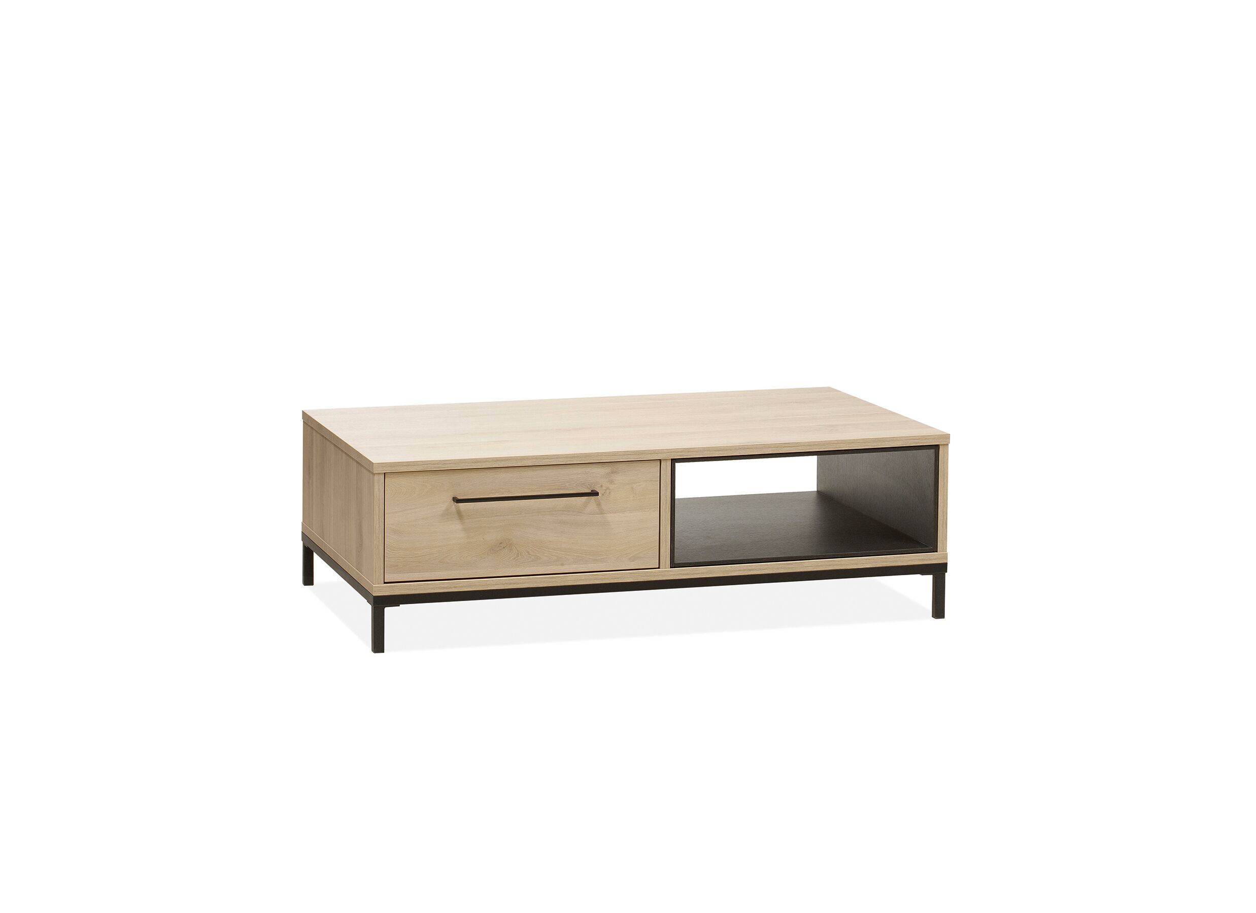 Table basse Bridge avec rangement - Table basse Bridge 135x40cm - lamulux - fresh oak/old piano avec rangement