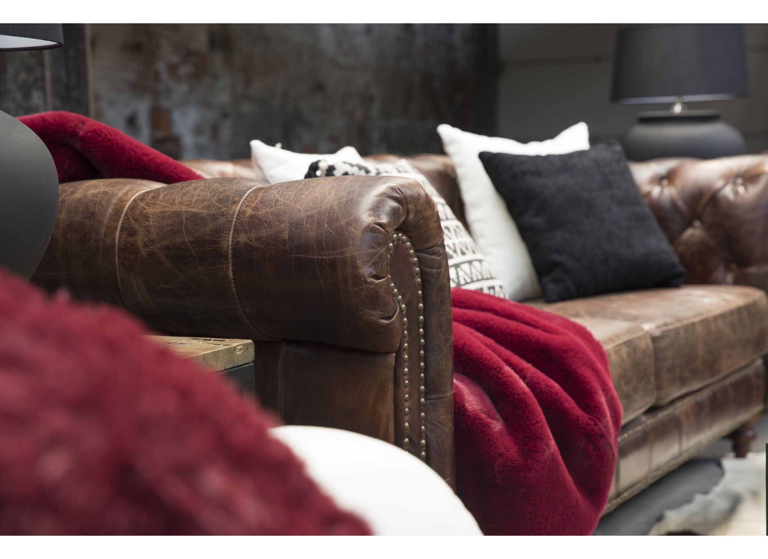 Chesterfield Stanley 3 places - cuir - marron