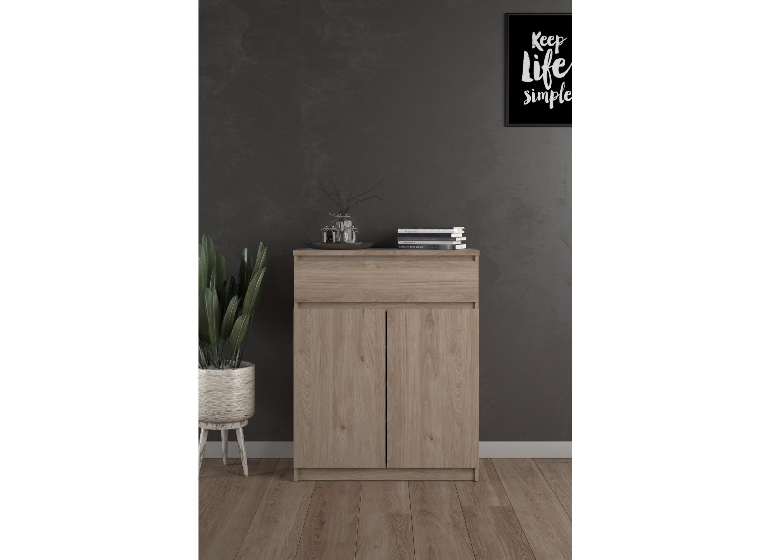 Foto ambiance - Armoire Naia 80x40x101cm - mélamine - jackson hickory