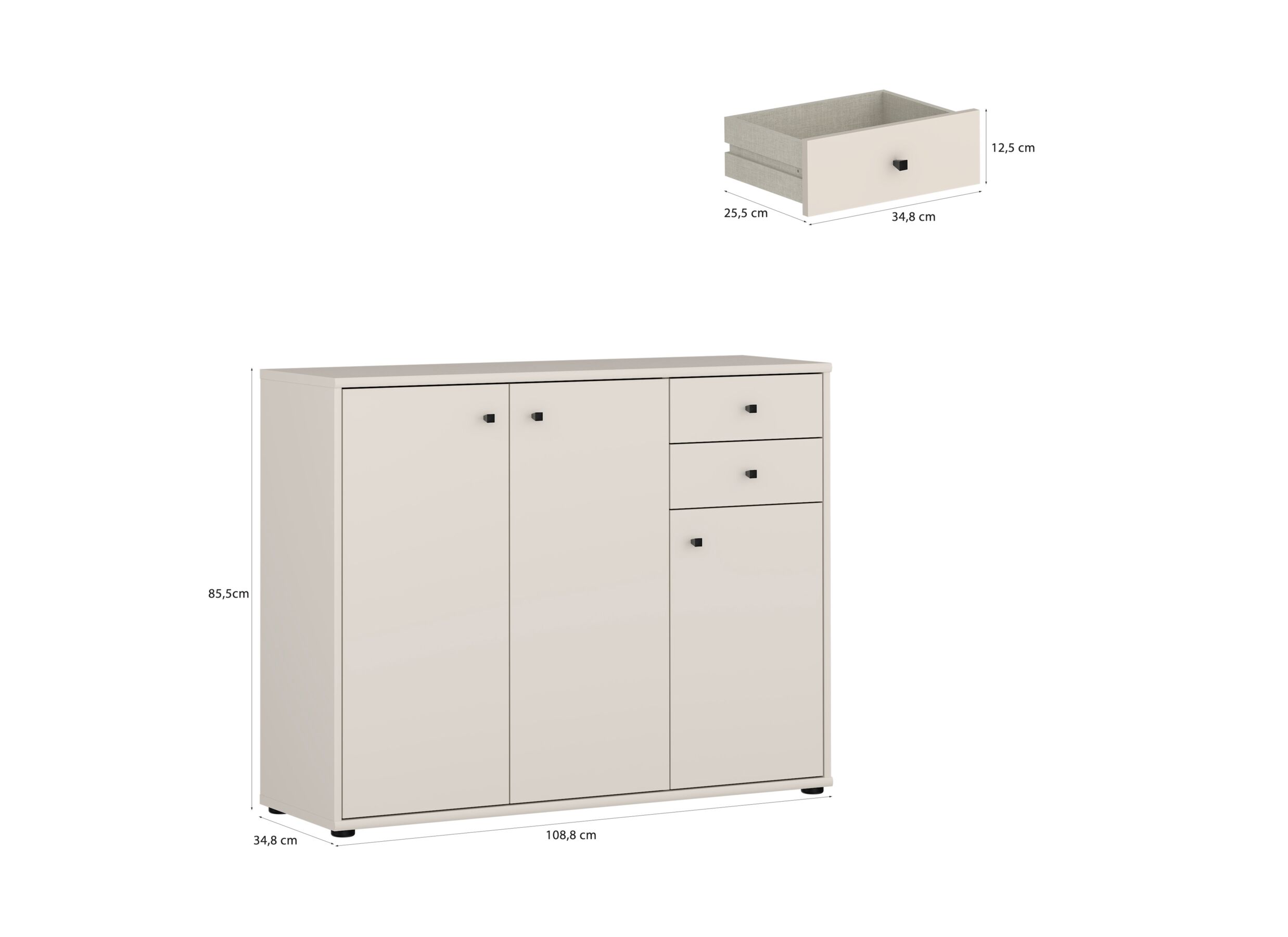 Dimensions - Commode Topic 109x35x86cm - décor - cashmere