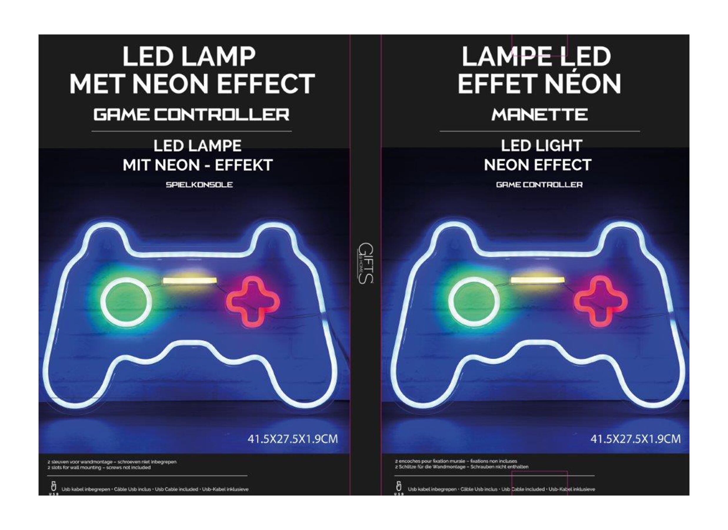 Overzichtsfoto - Ledlamp NEON Gaming Console 41x27,5x1,9cm - kunststof - multicolor
