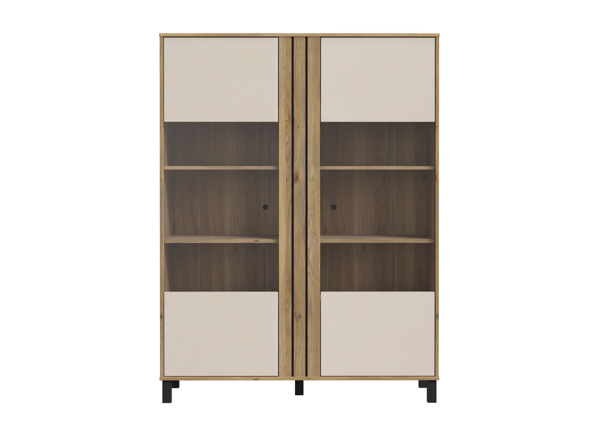 Overzichtsfoto - Vitrinekast Killarney 121cm - decor - mauvela oak/sand