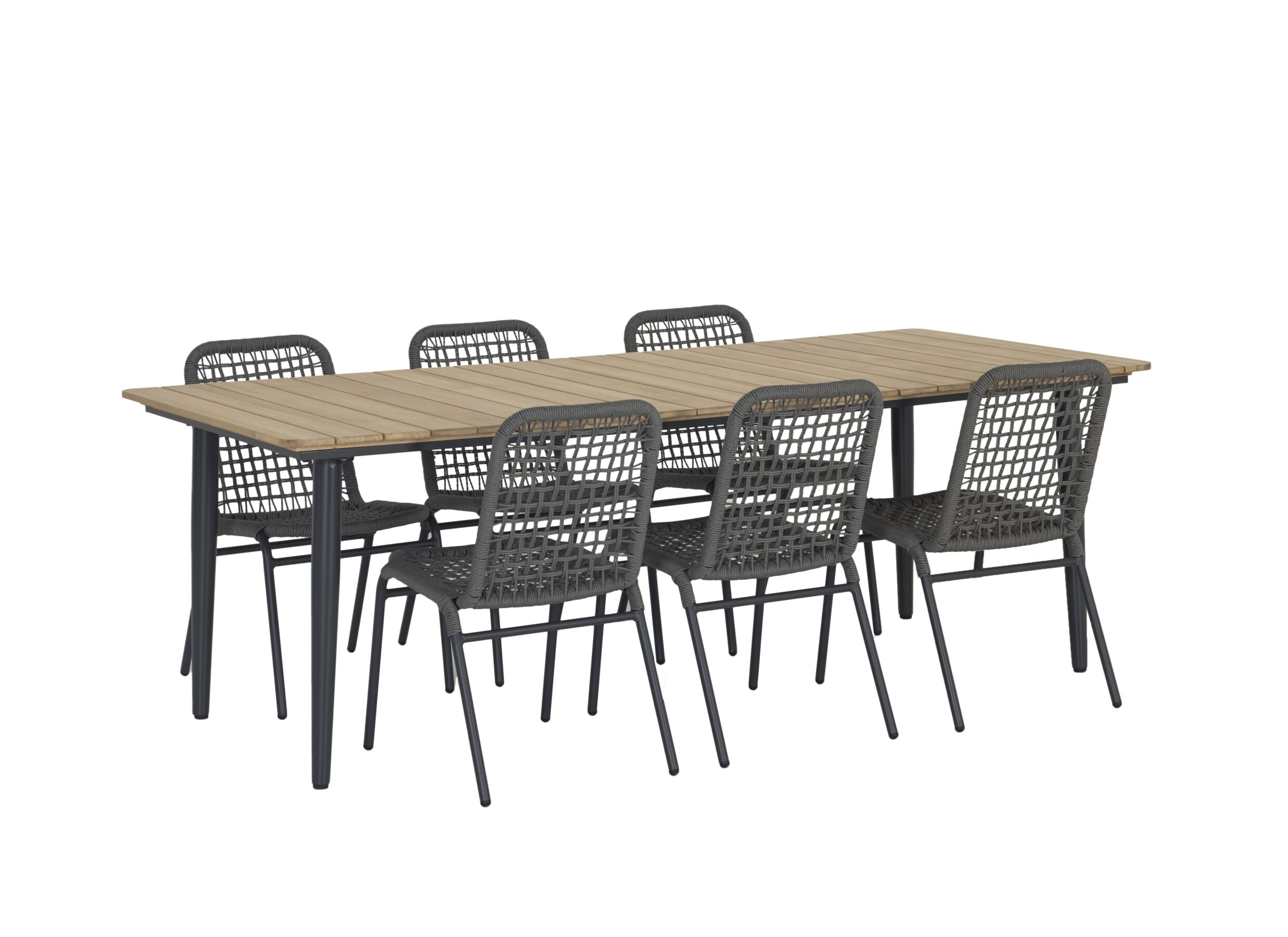 Photo ensemble - Table Brisk 220x100cm - teck massif & aluminium - naturel