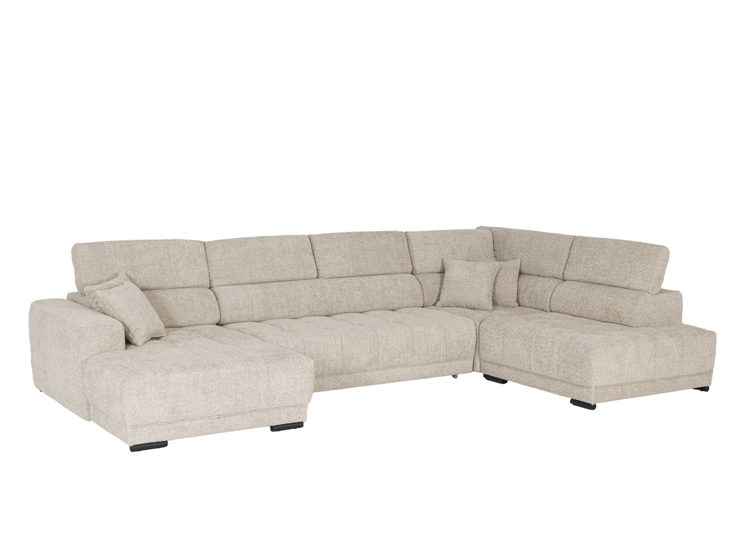Aperçu - Canapé d'angle Rimini 388x224cm - tissu - greige avec fonction lit