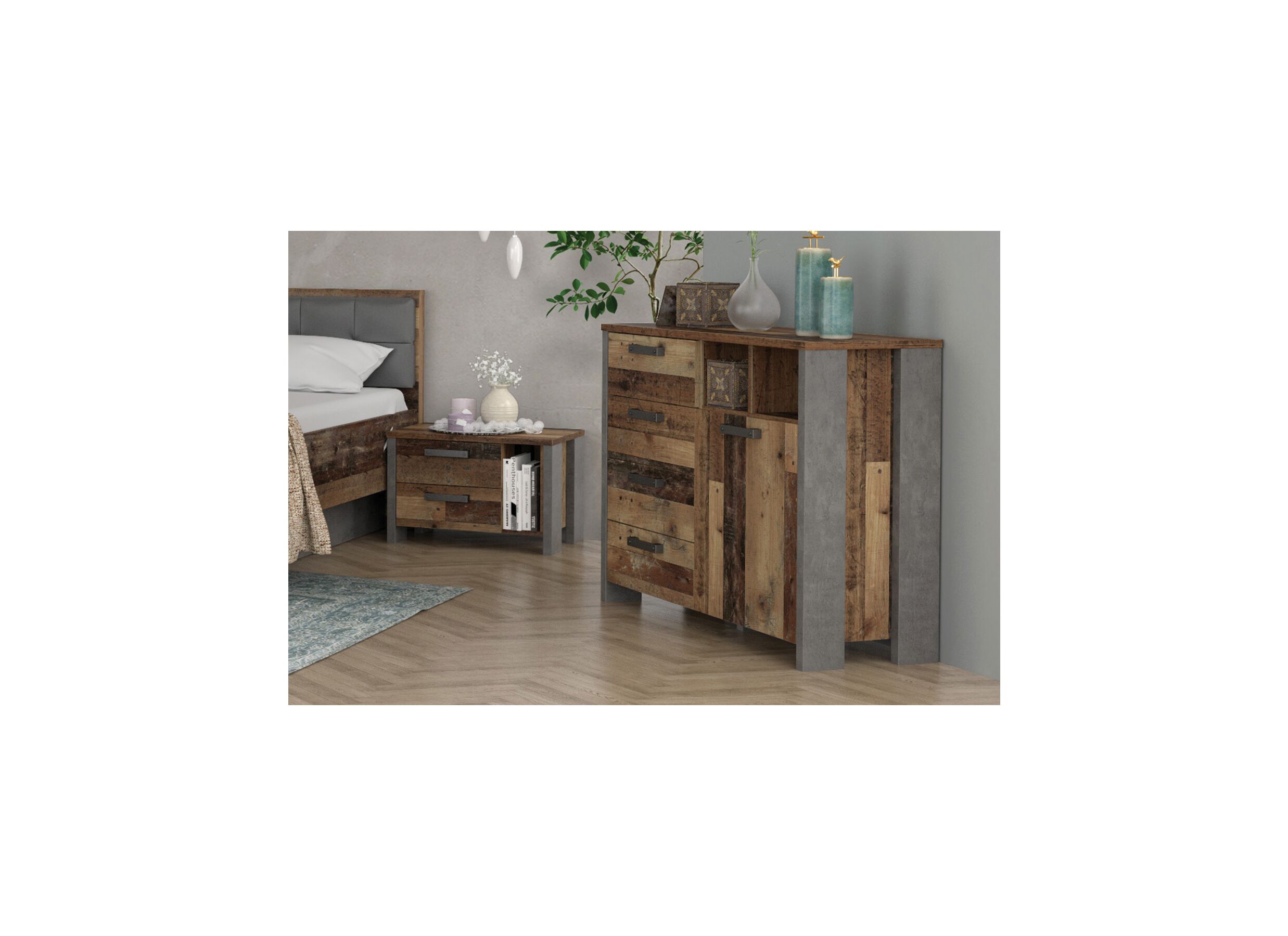 Commode Clif 107x42x86cm - decor - old wood/beton
