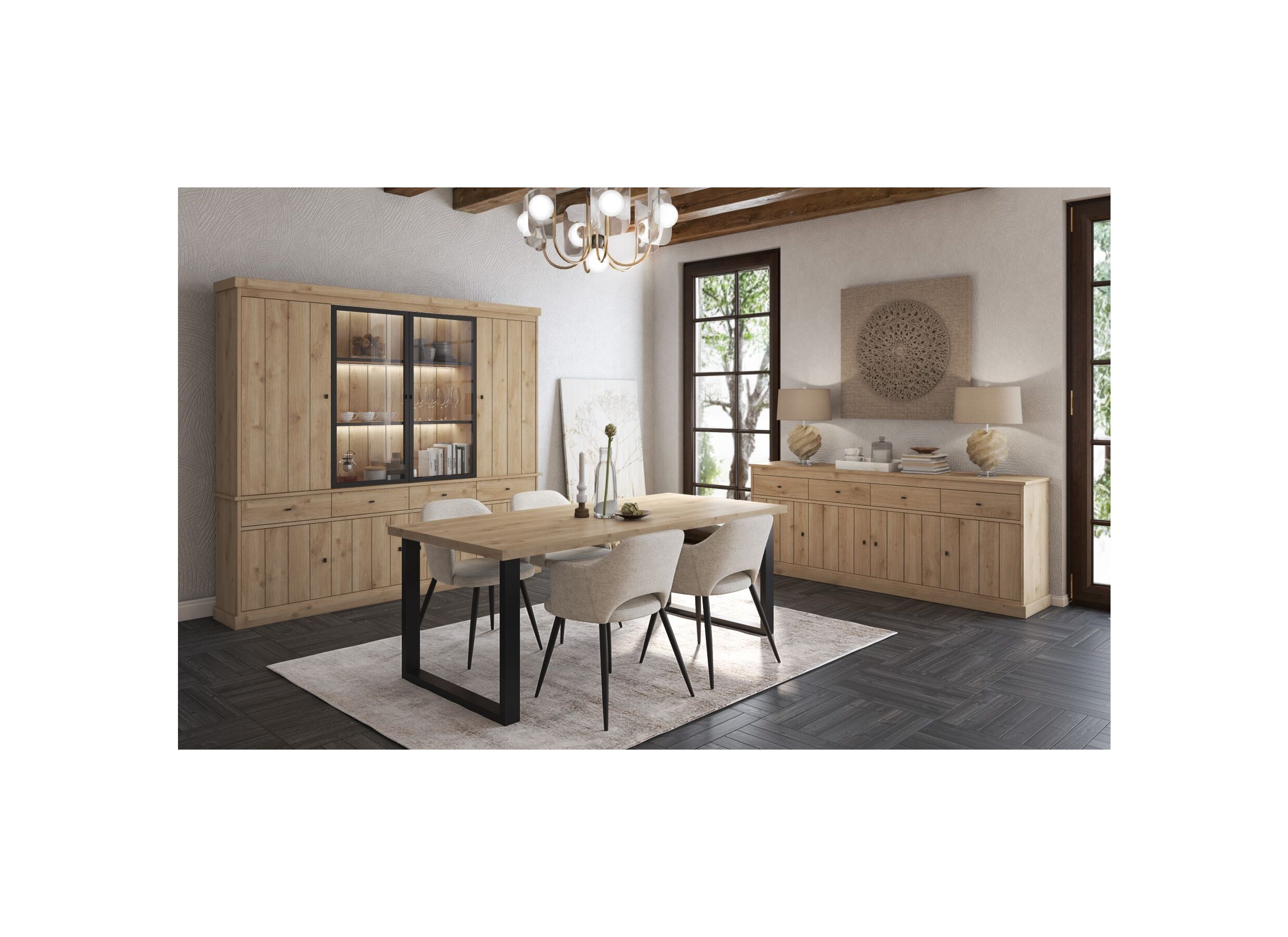 Setfoto - Tafel Valencia 180x98cm - melamine - lichte eik
