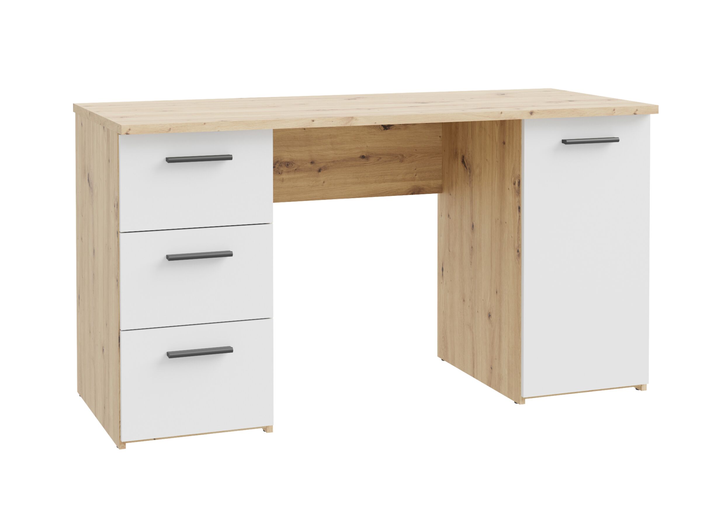 Bureau Net307 138x60x74cm - decor - wit & artisanale eik - Bureau Net307 138x60x74cm - décor - blanc & chêne artisanal