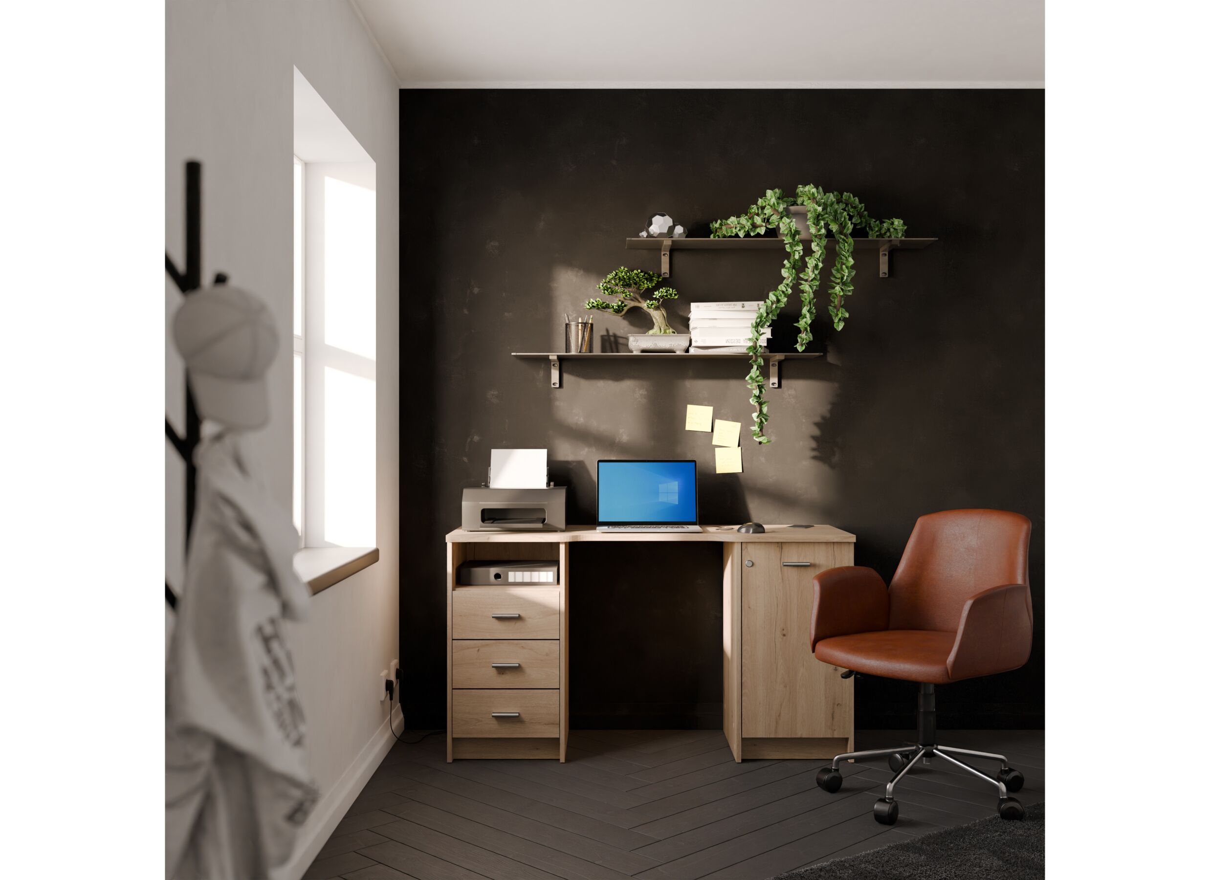 Foto ambiance - Bureau Mao 132x48x74cm - décor - chêne royal