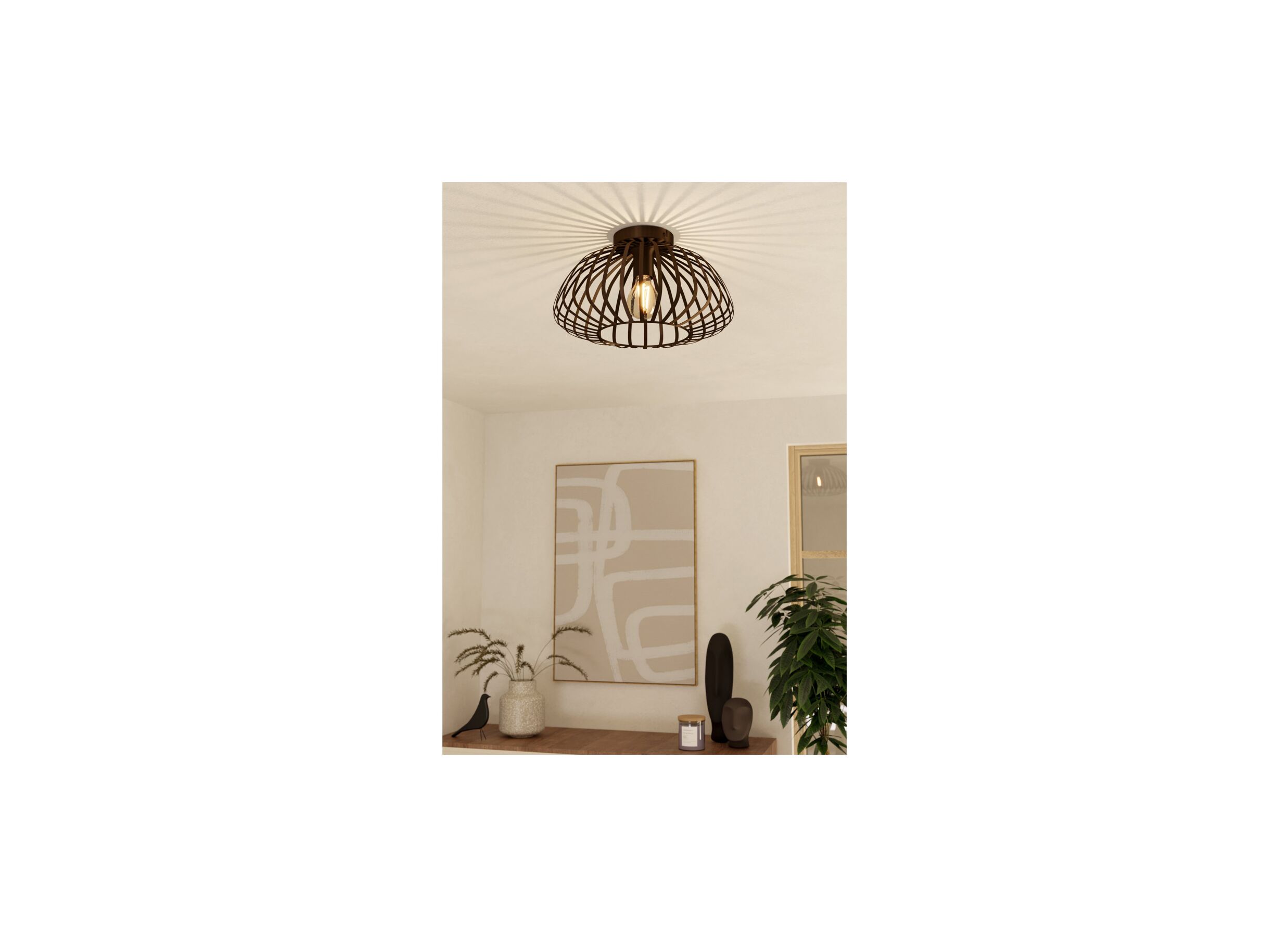 Foto ambiance - Plafonnier Espinal Ø38,5cm acier bronze