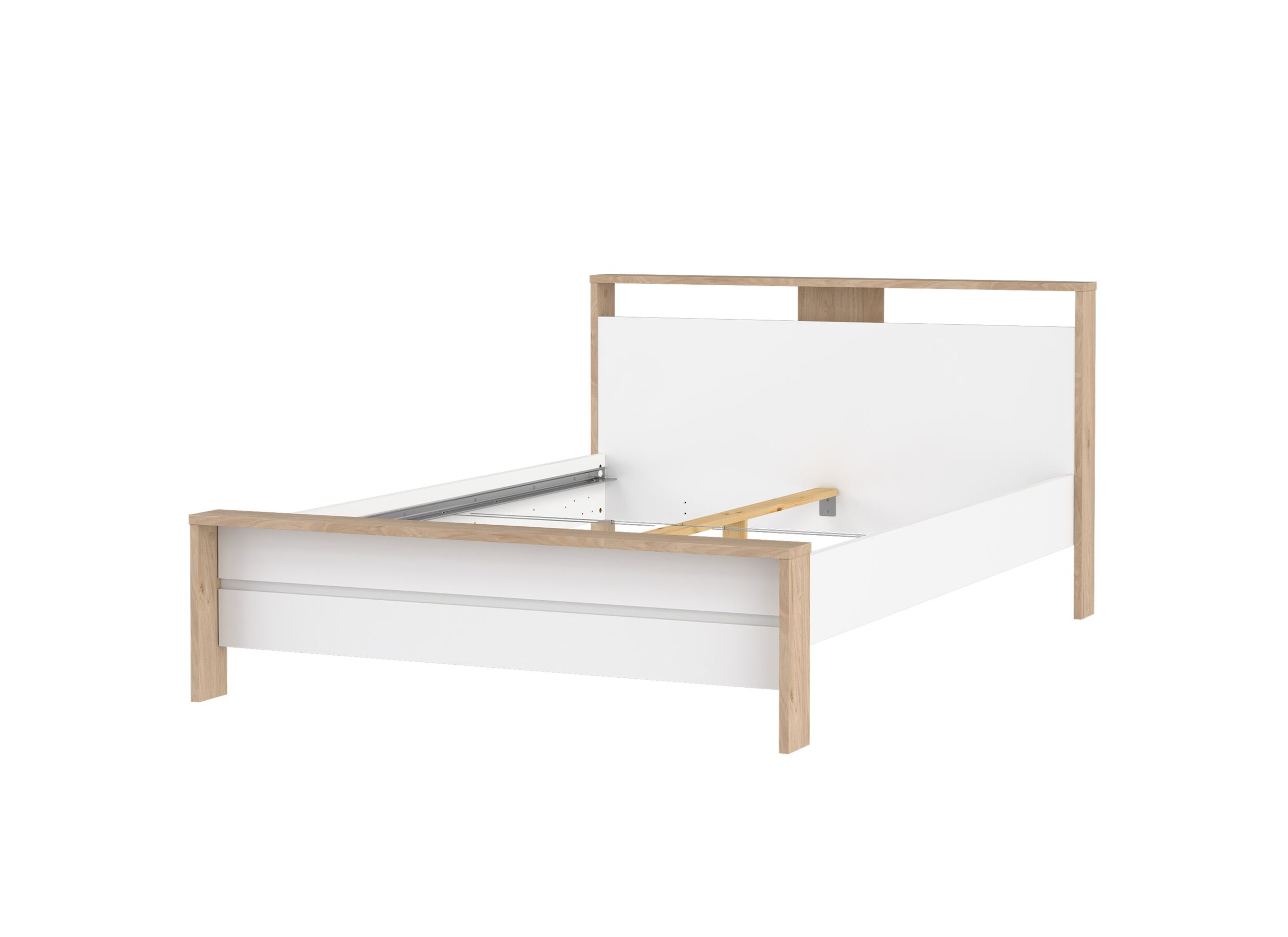 Overzichtsfoto - Bed Next 140x200cm - melamine - glanzend wit & jackson hickory