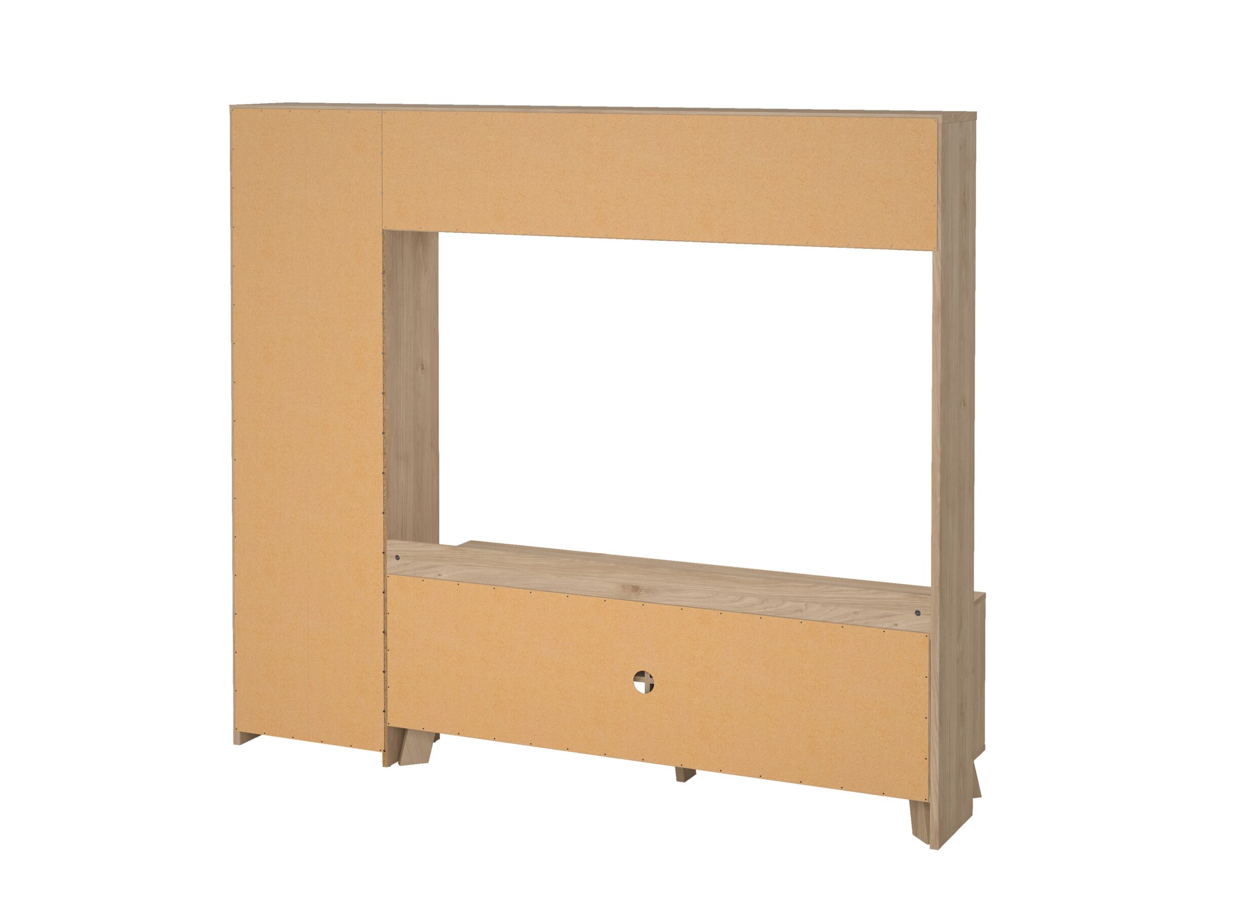 Aperçu - Meuble TV mural Next 209cm - mélamine - blanc brillant & jackson hickory