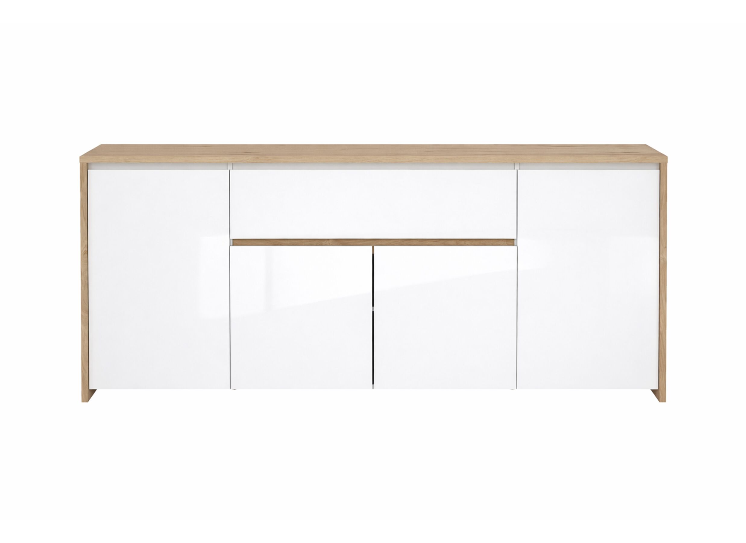 Overzichtsfoto - Dressoir Next 197cm - melamine - glanzend wit & jackson hickory