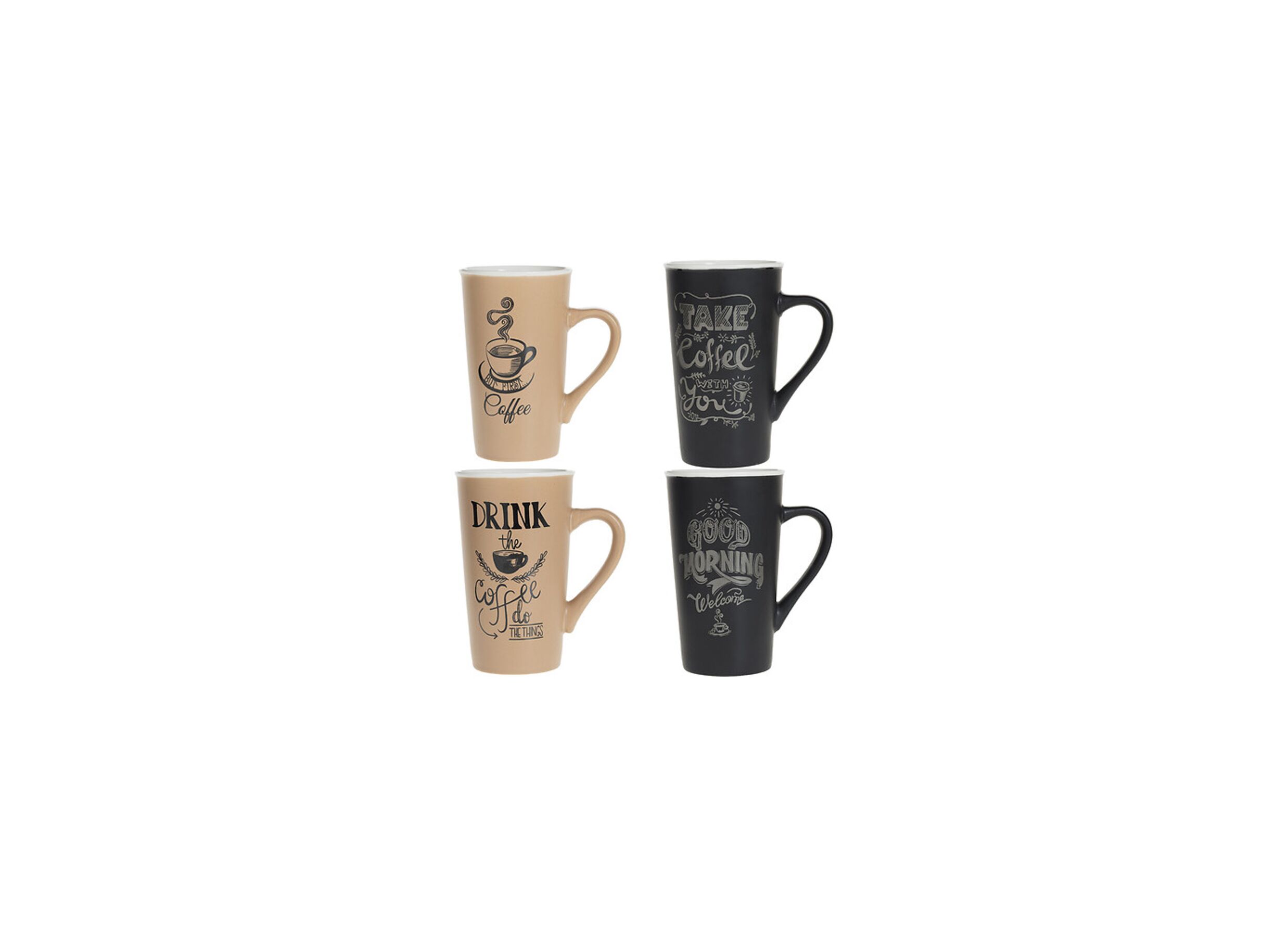 Mok Hot drink 50cl Ø9 - Mok Hot drink 50cl Ø9,1x15cm - porselein - zwart/beige