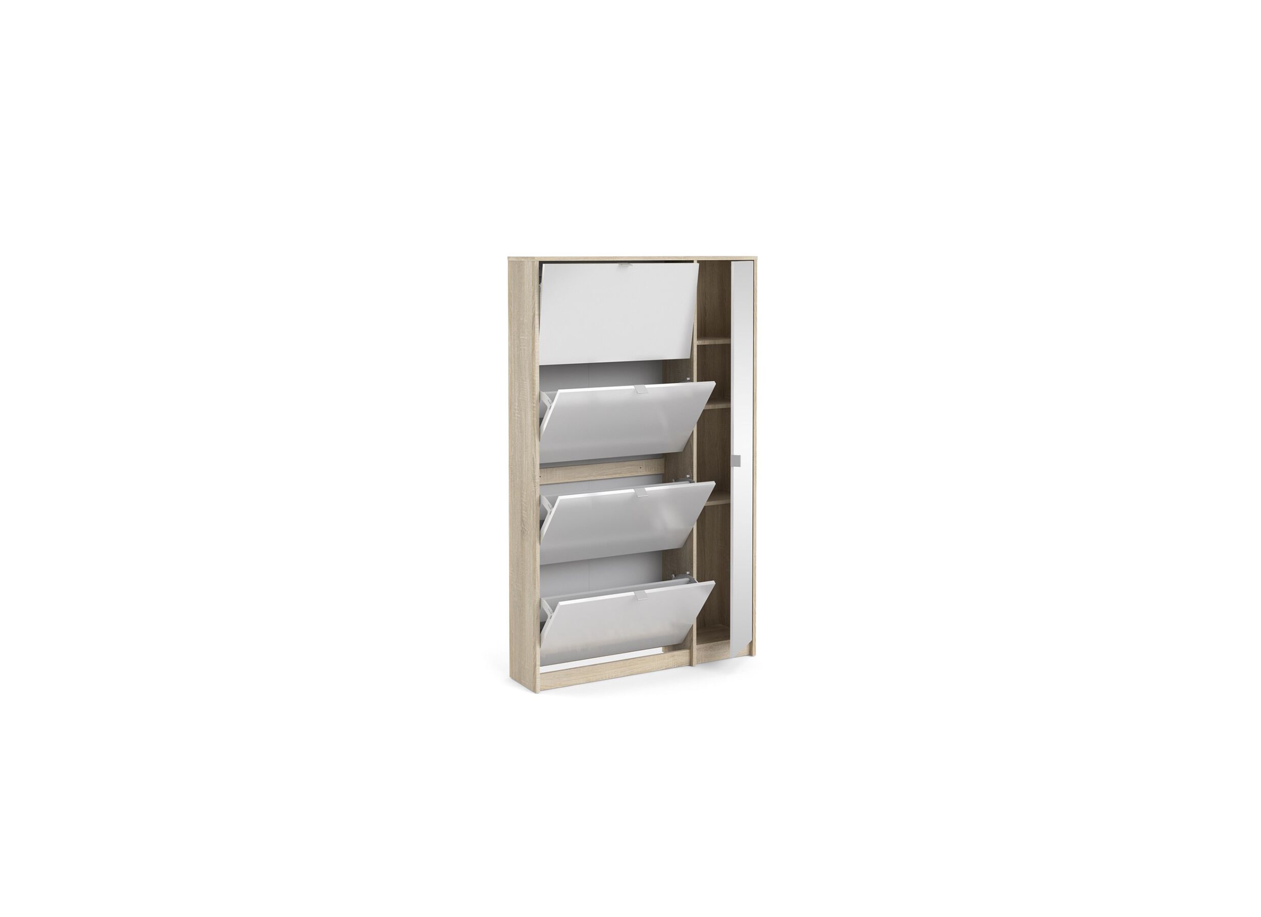 Armoire à chaussures Shoes 99x24x162cm - décor - chêne & blanc laqué