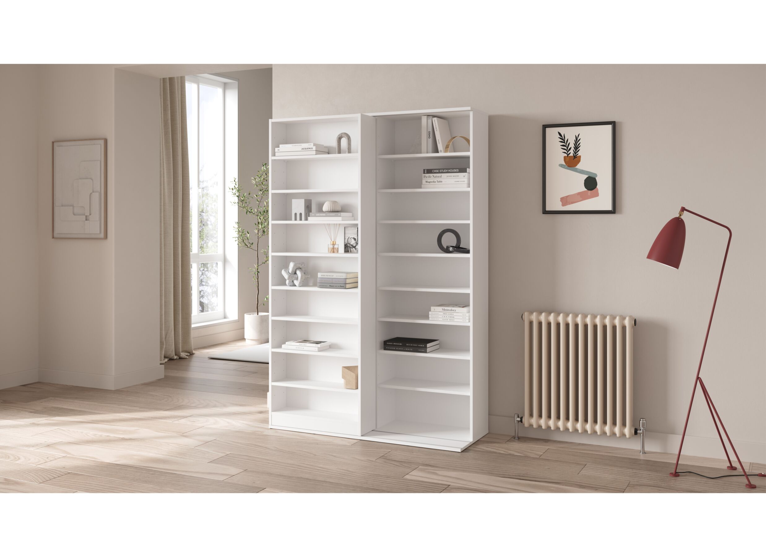 Sfeerfoto - Boekenrek Bento 117x44x179cm - decor - wit