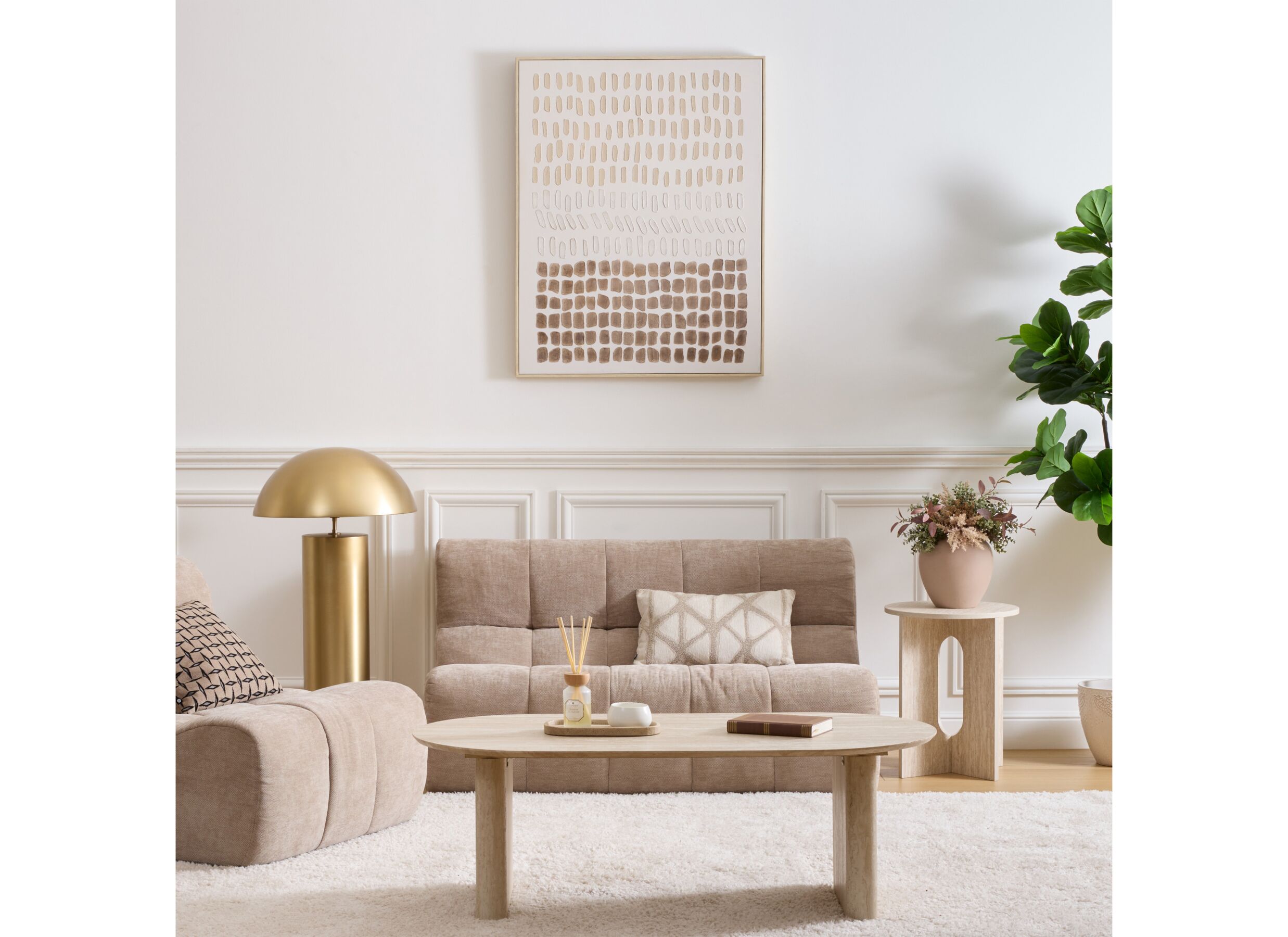 Foto ambiance - Impression sur toile 3D Lydia 78x100cm - MDF & polyester - beige