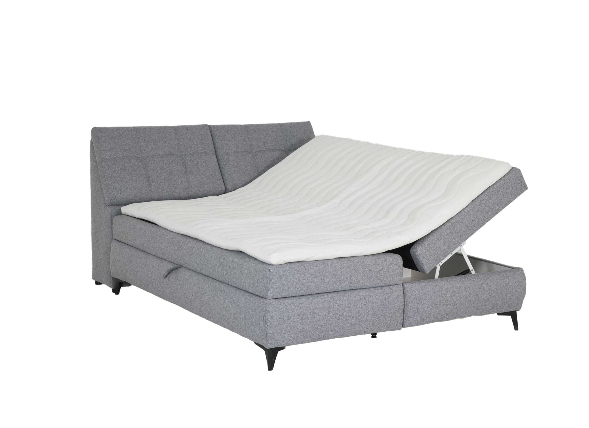 Lit box Atlantis 180x200cm avec rangement tissu gris