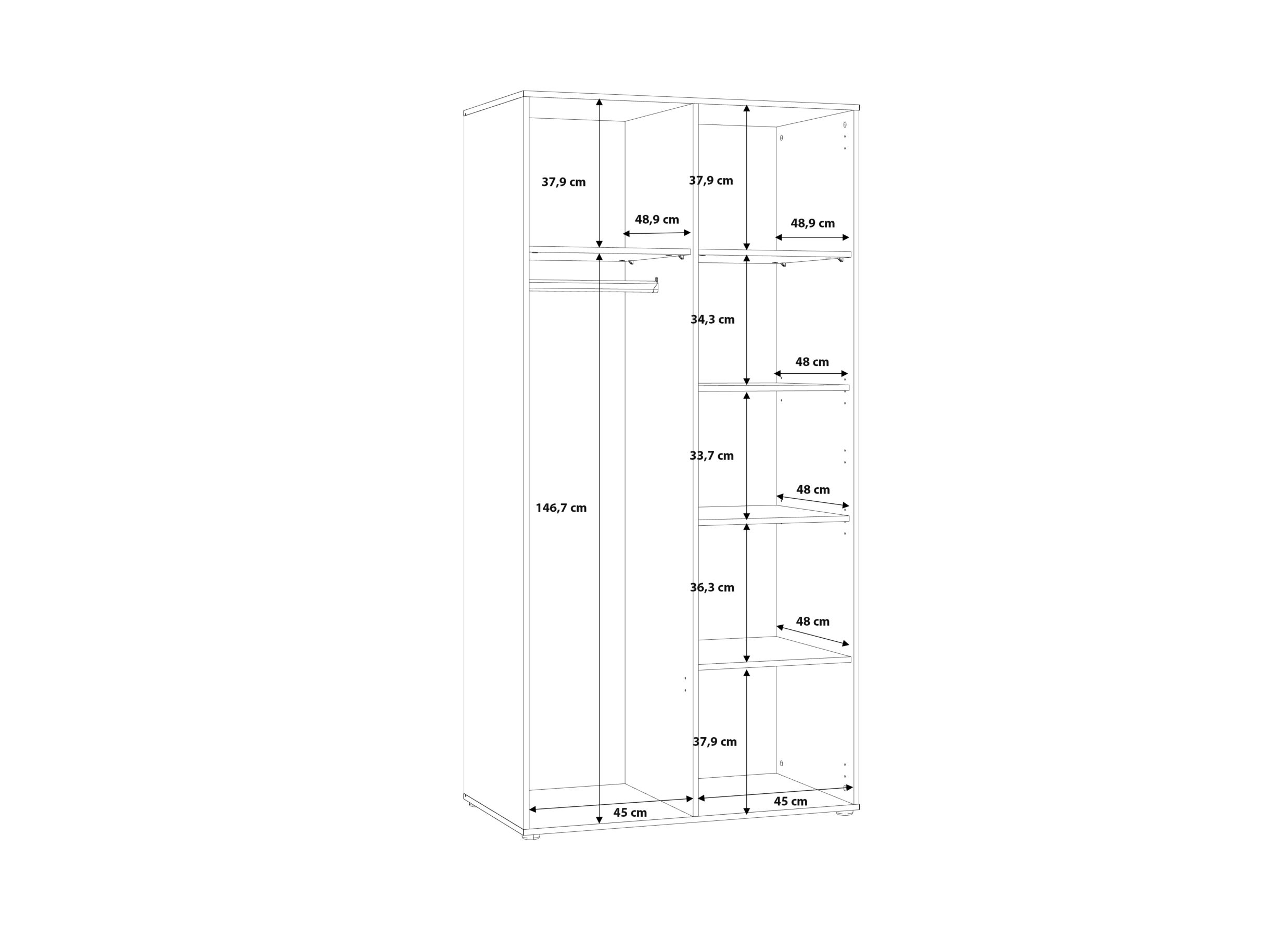 Garde-robe Mokkaro 95cm - décor - noir/chêne châtaignier
