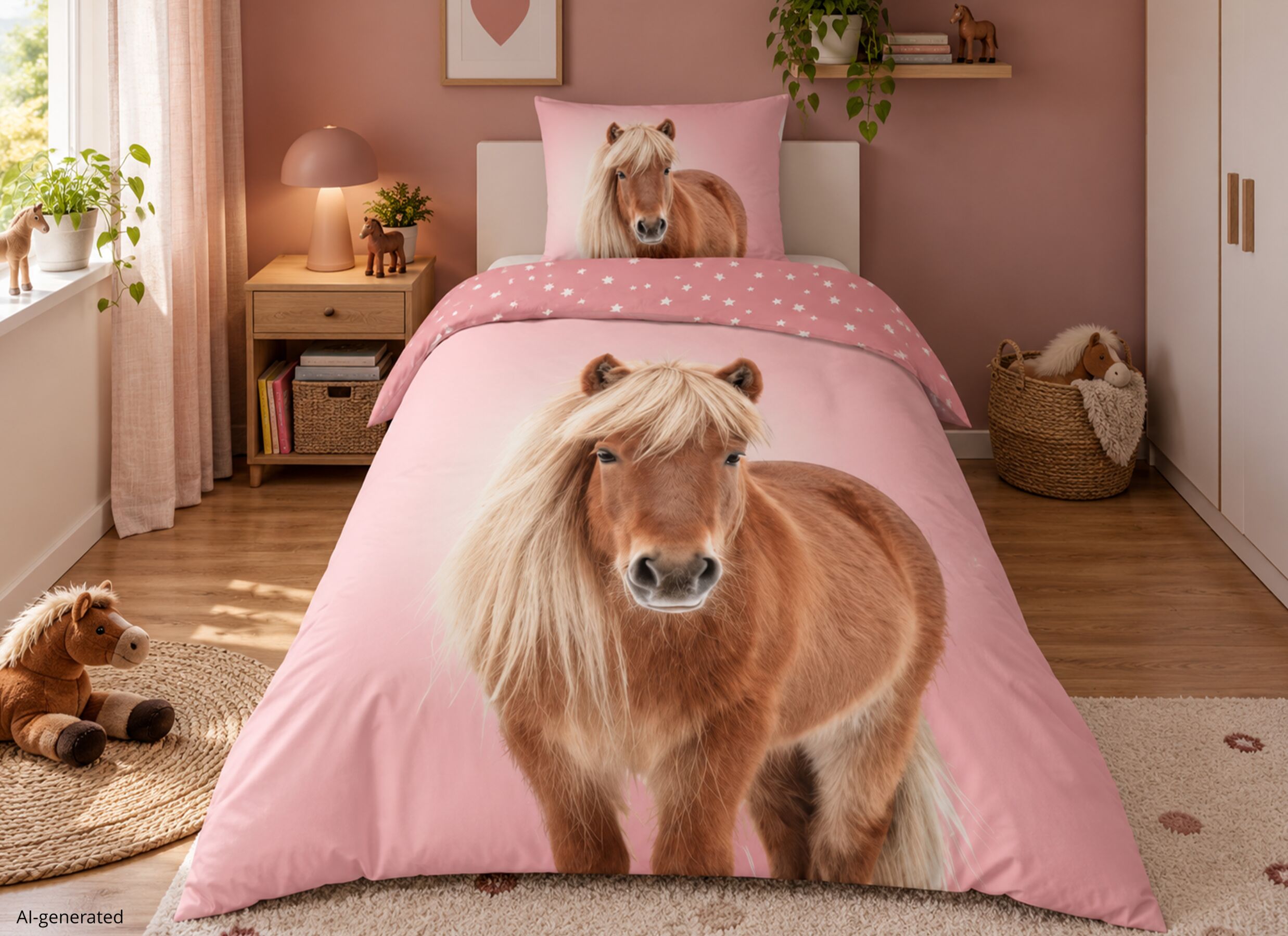 AI Generated - Housse de couette Caitlin 140x220cm - flanelle - rose