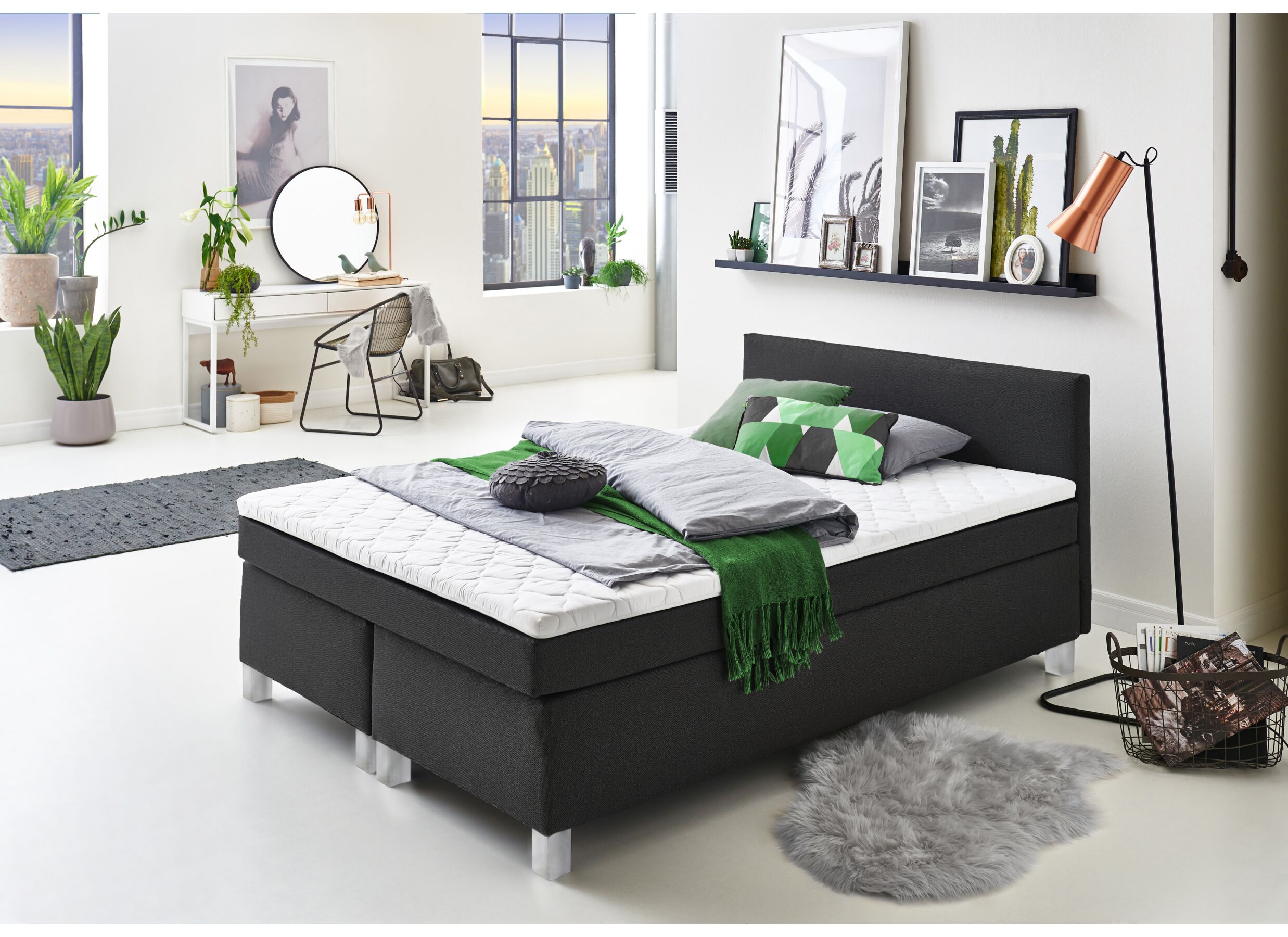 Boxspring BX1480 180x200cm - stof - zwart