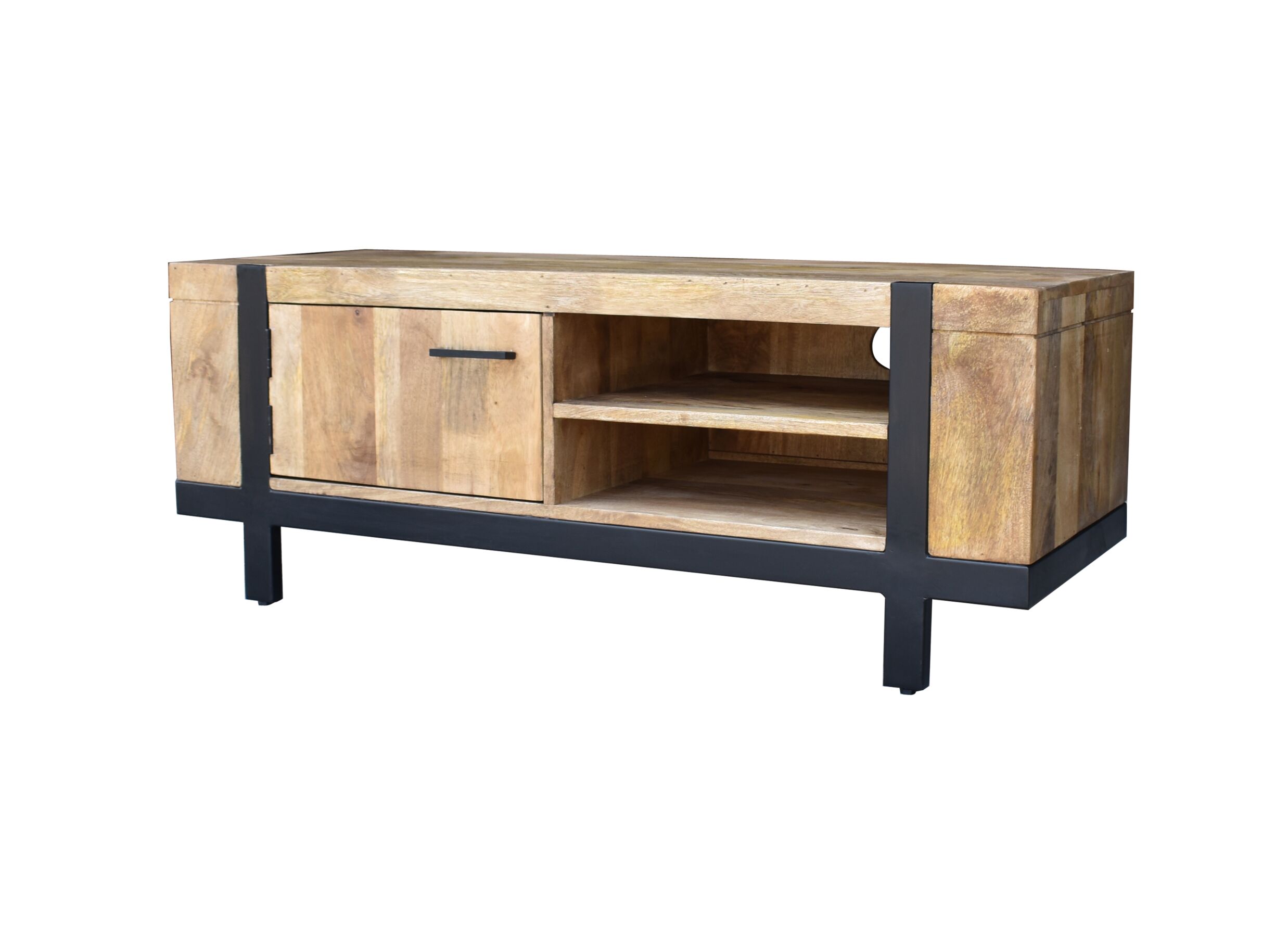 Tv-meubel Chaparral 125cm - mango massief - naturel & zwart