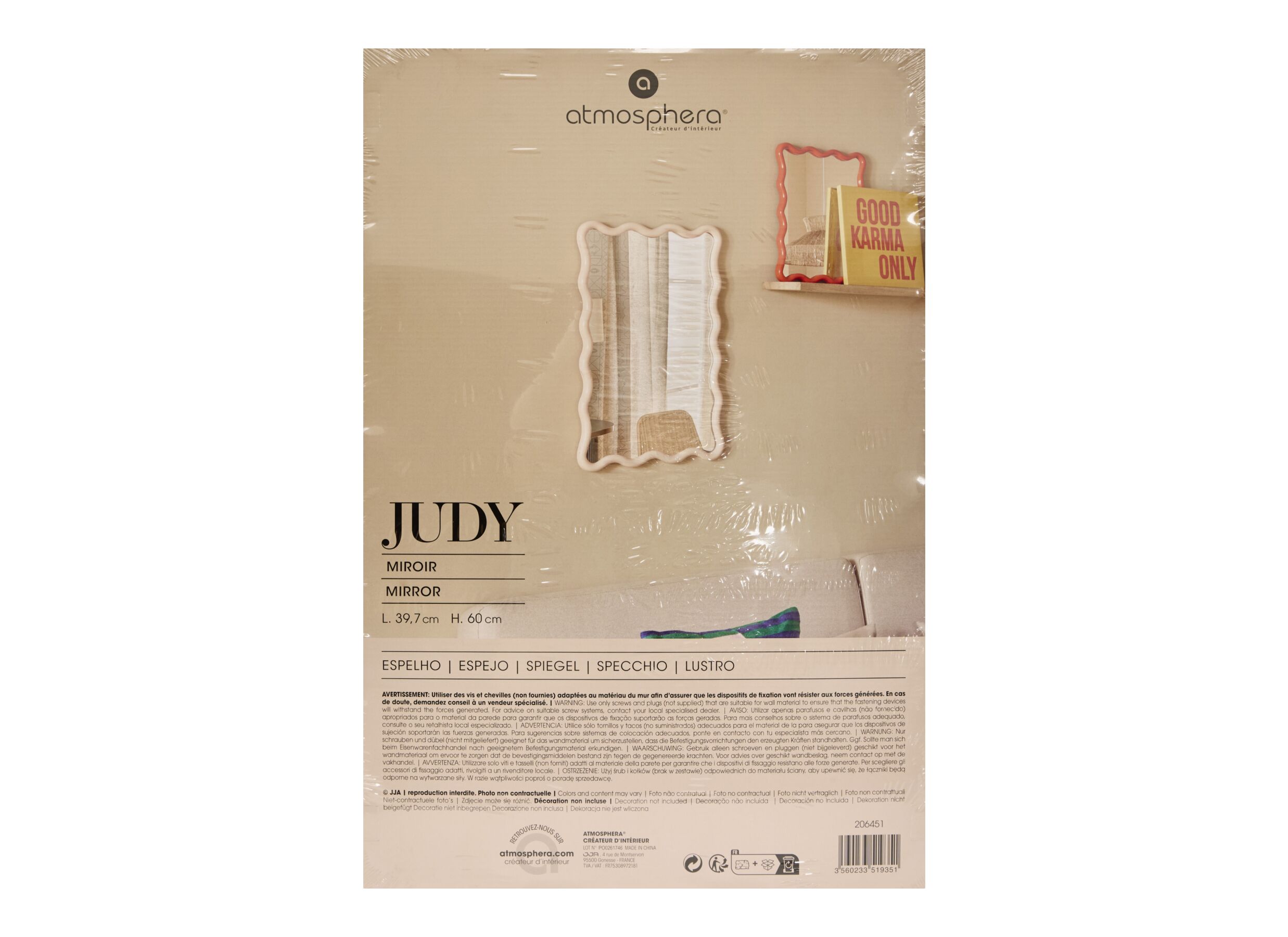 Overzichtsfoto - Spiegel Judy 60x38cm - kunststof/glas - beige