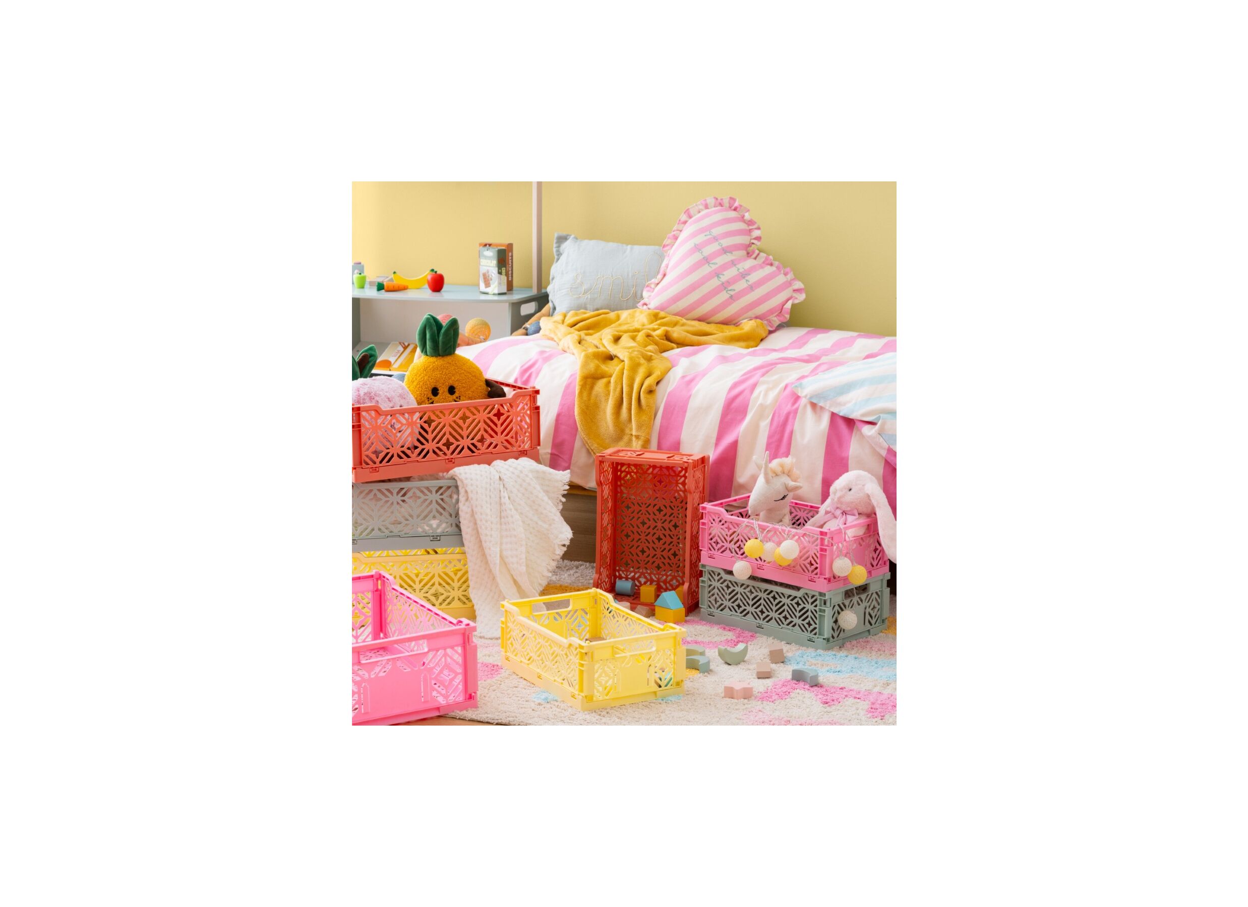 Foto ambiance - Box pliable 30x20x11,5cm - plastique - jaune