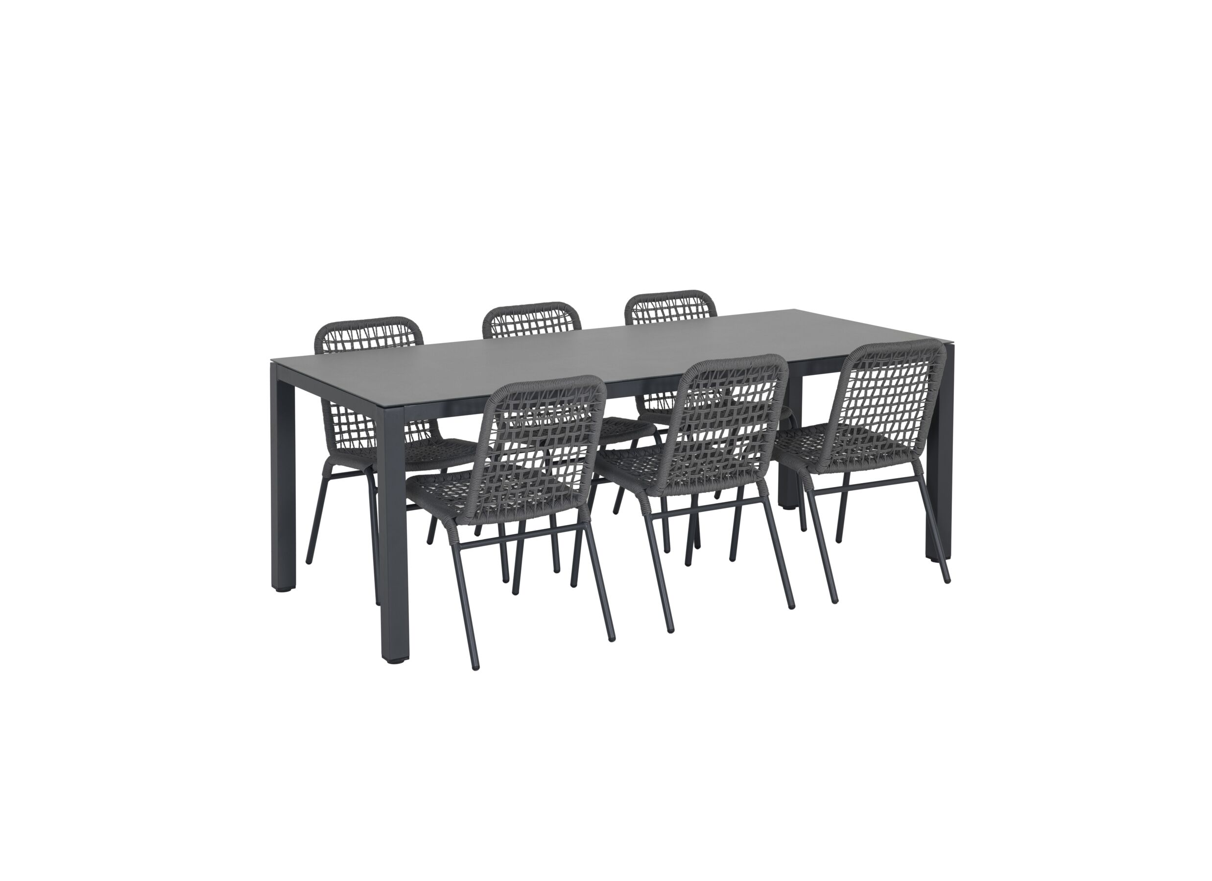 Photo ensemble - Table de jardin Breeze 200x90x74cm - aluminium - gris