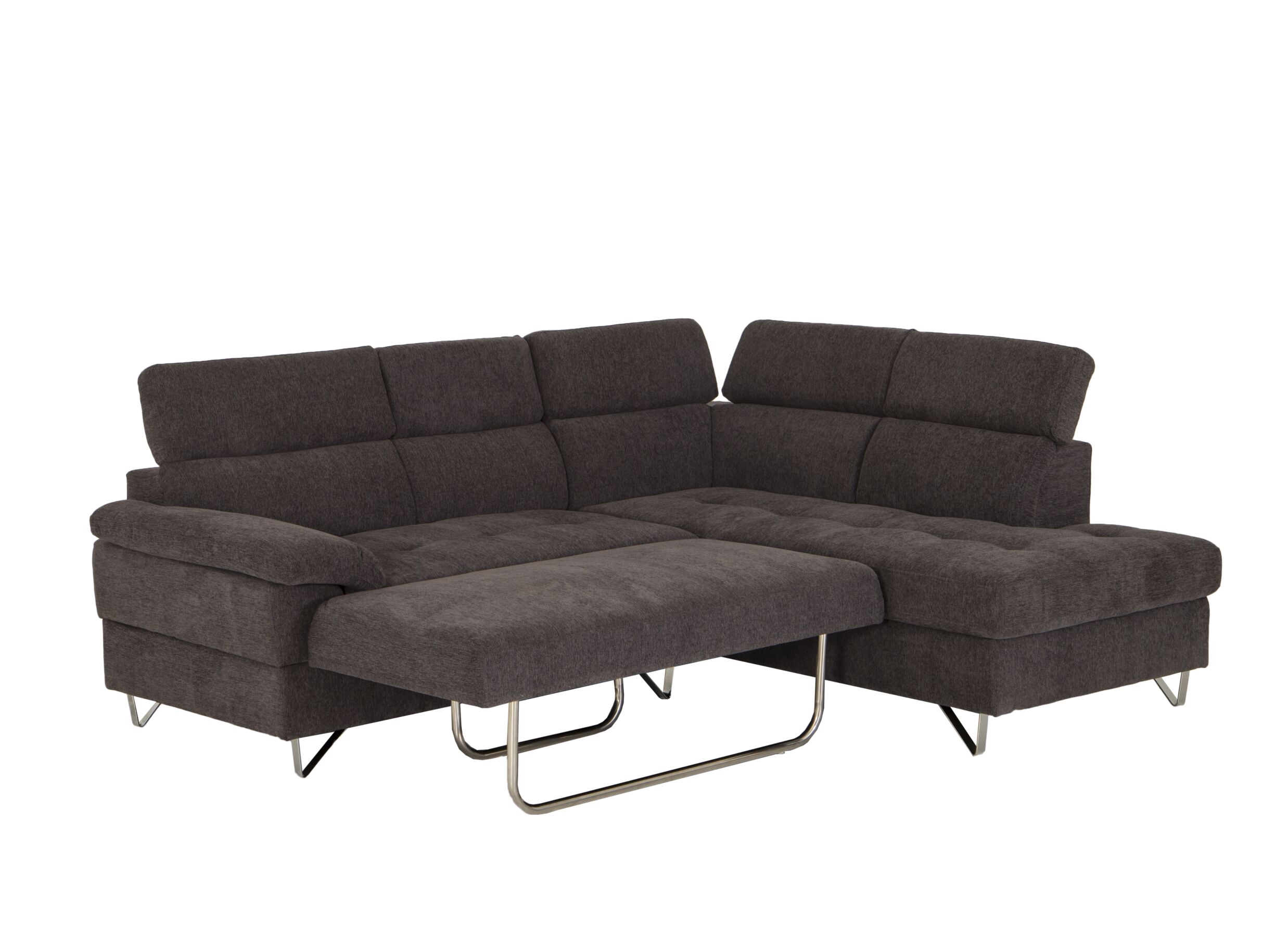 Canapé d'angle Sirocco 230x200cm - tissu - gris foncé avec fonction lit