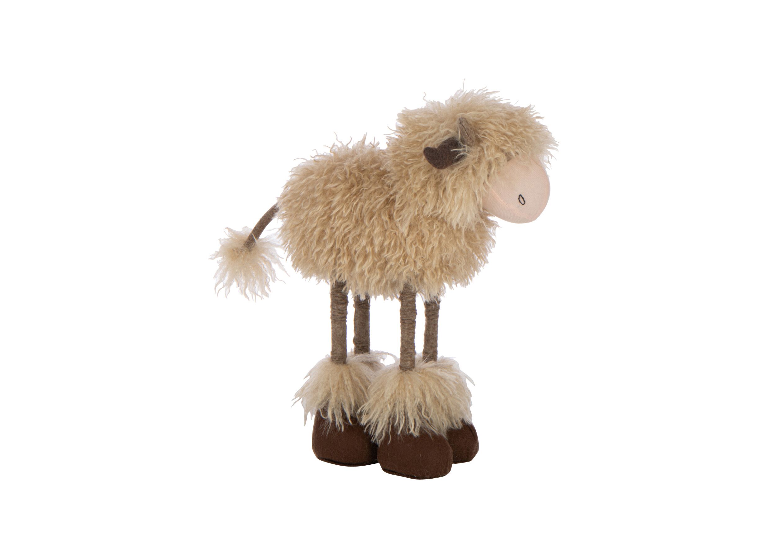 Overzichtsfoto - Kerstdecoratie Koe Telescopisch S 33x13x58cm - polyester - donkerbruin & beige