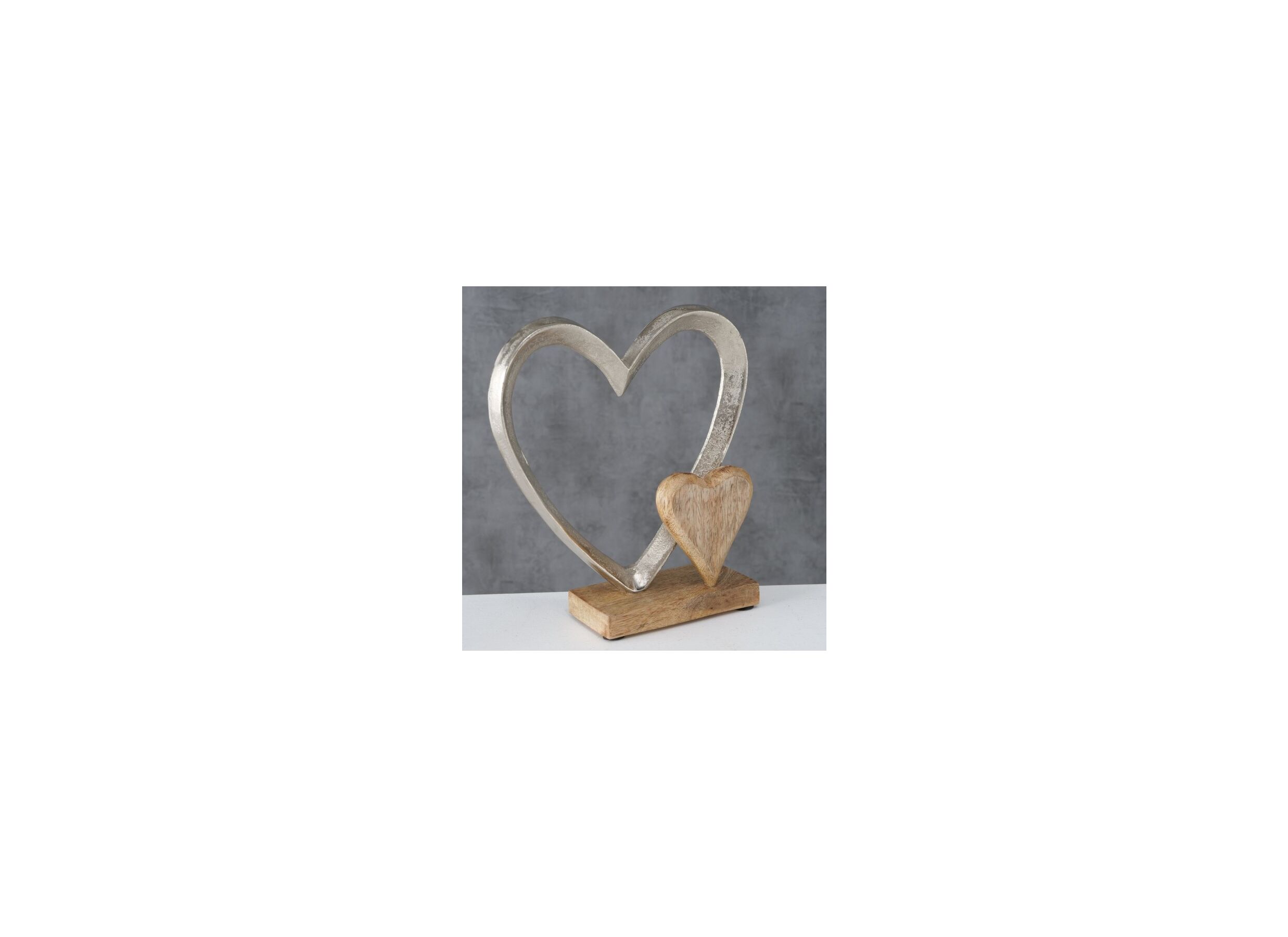 Sfeerfoto - Deco Hart Carolyn H22cm mango massief bruin zilver
