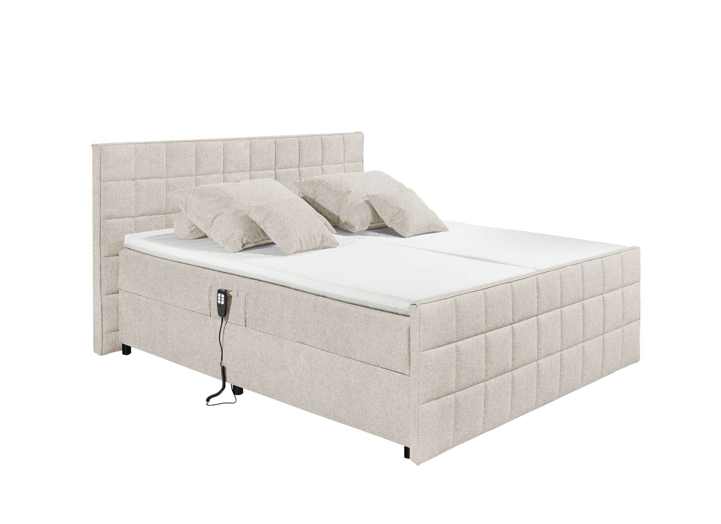 Bedbox Gabun 180x200cm - stof - ivoor elektrisch - Lit box Gabun 180x200cm - tissu - ivoire électrique