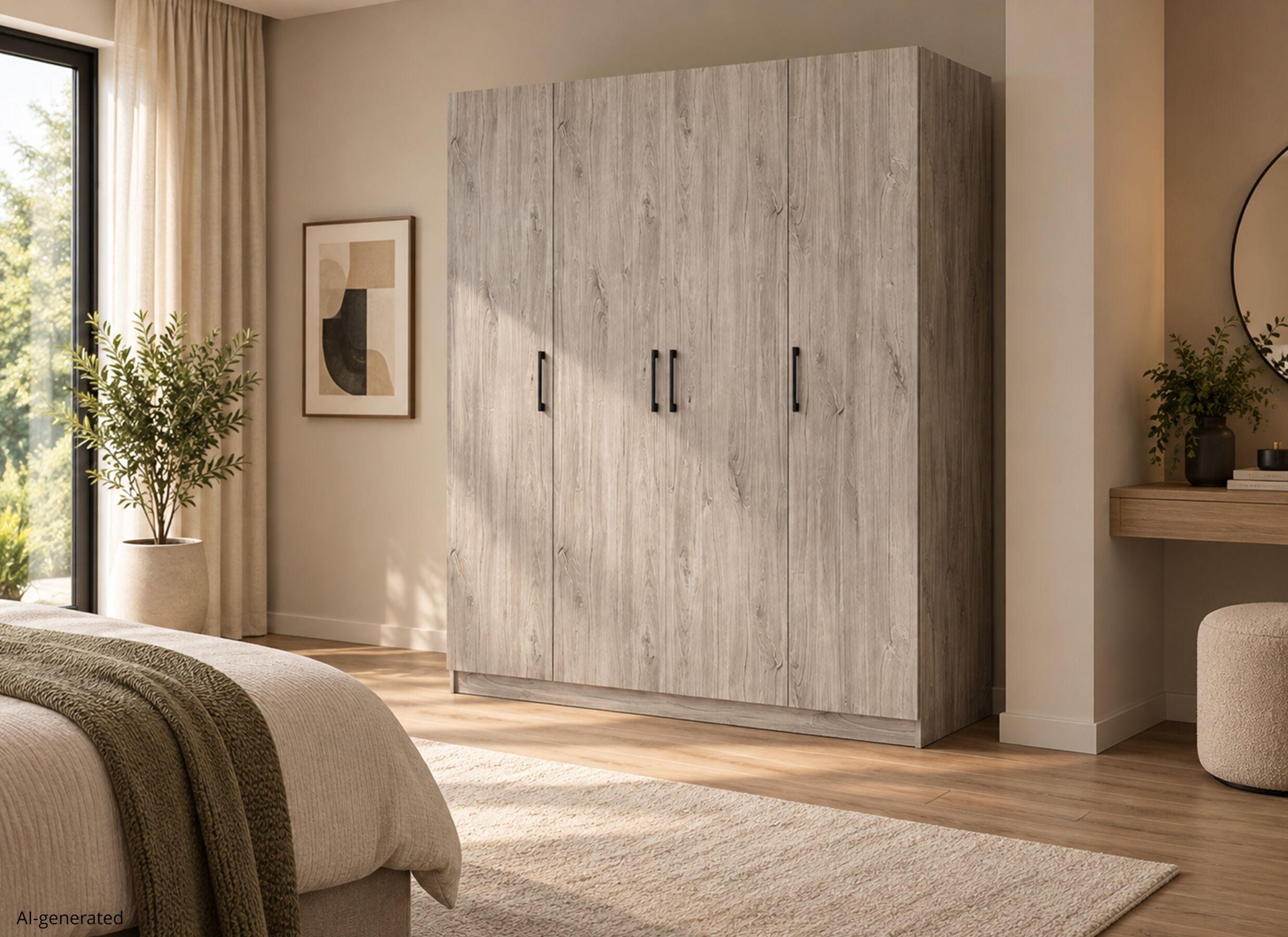 AI Generated - Garde-robe Elmo 160cm - décor - new grey oak