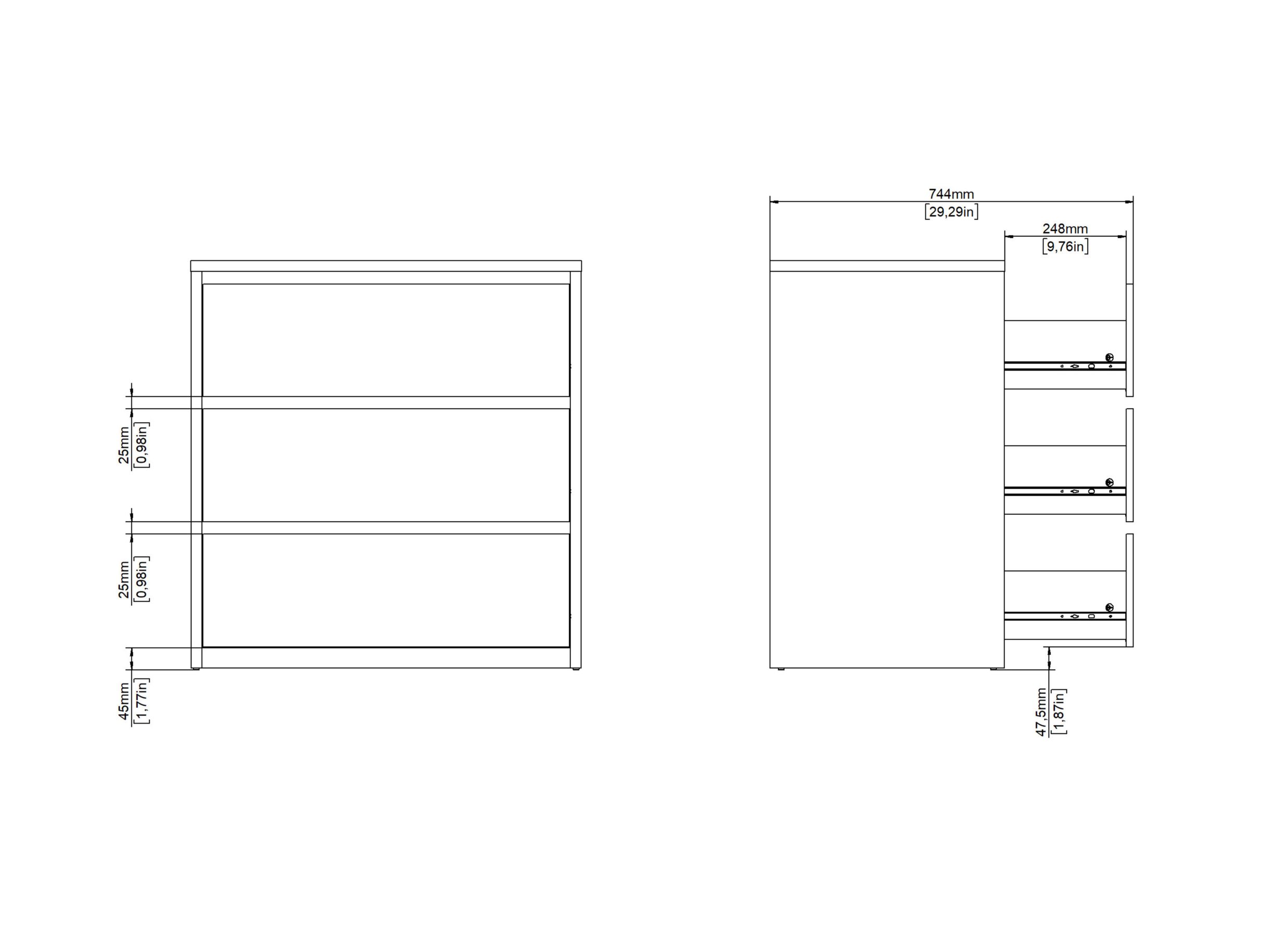 Dimensions - Commode Next 80x48x84cm - décor - blanc/jackson hickory