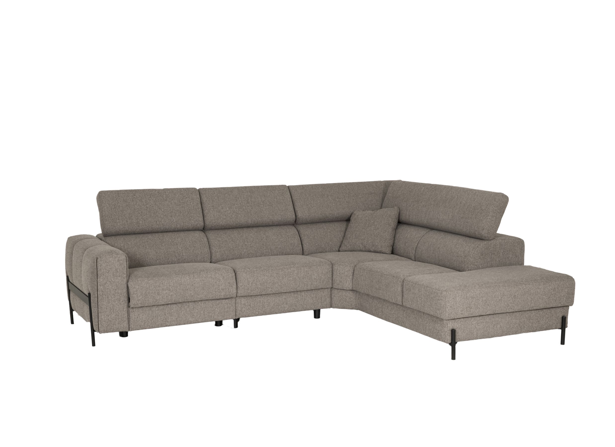 Canapé d'angle Arkon 296x238cm - tissu - taupe avec relax