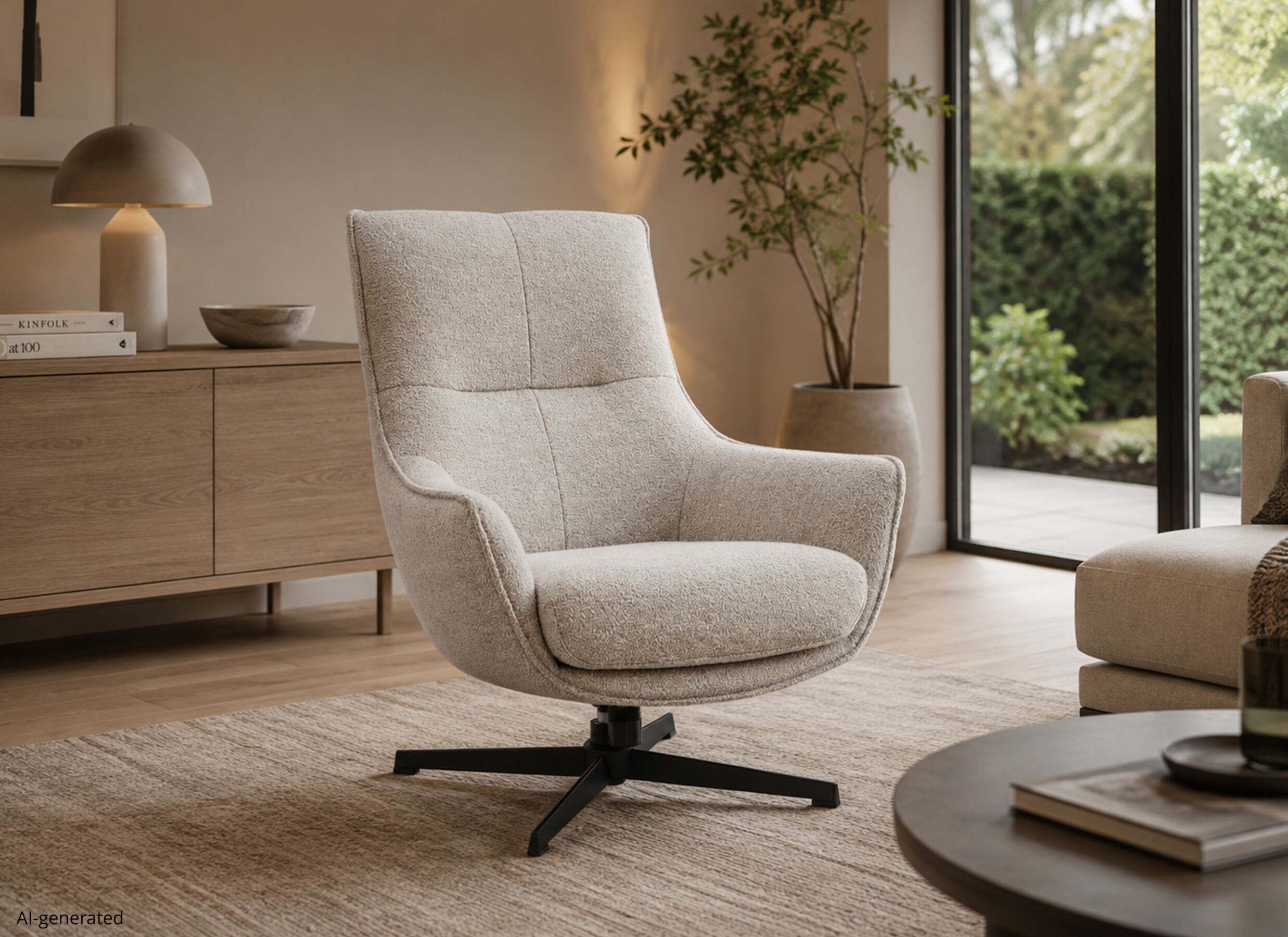 AI Generated - Draaifauteuil Hammam 73x82,5x89cm - stof - beige