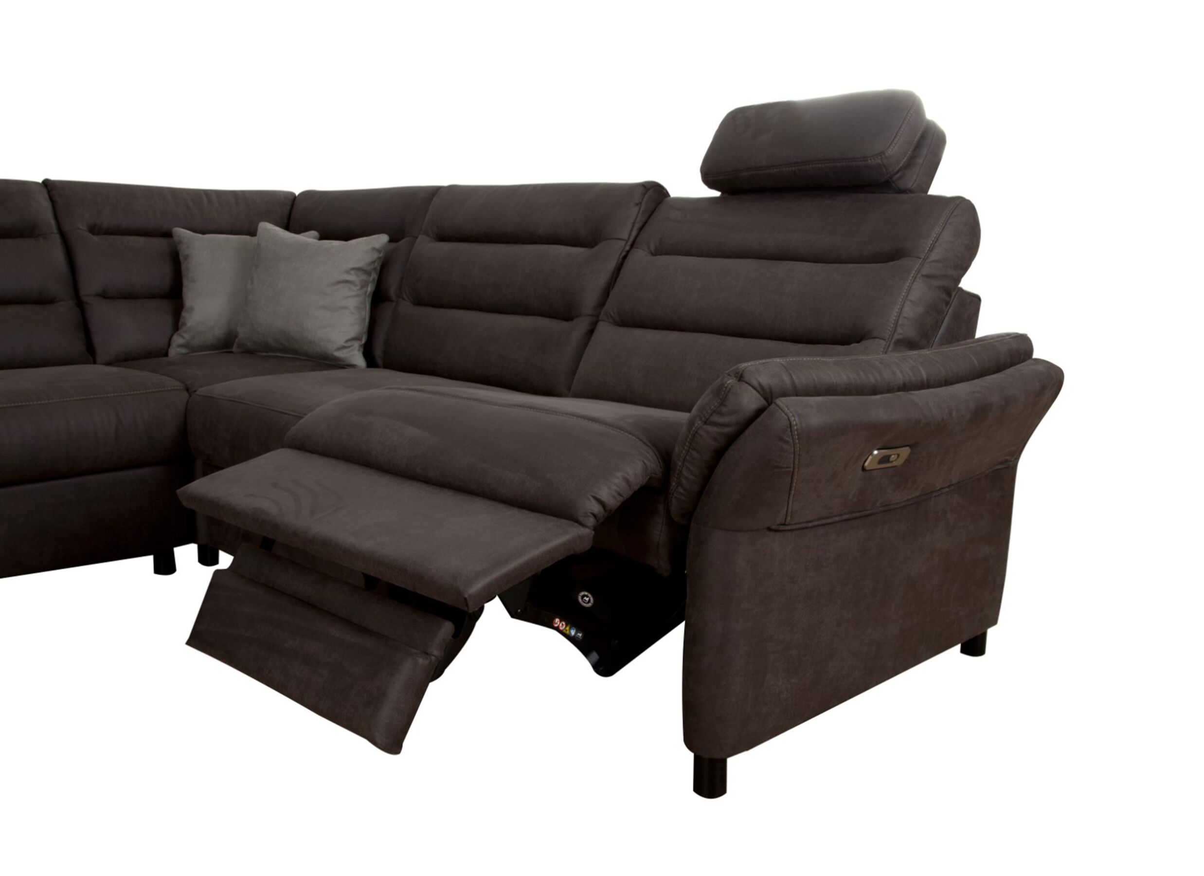 Detailfoto - Hoeksalon Foreno 350x268cm - stof - grijs met relax