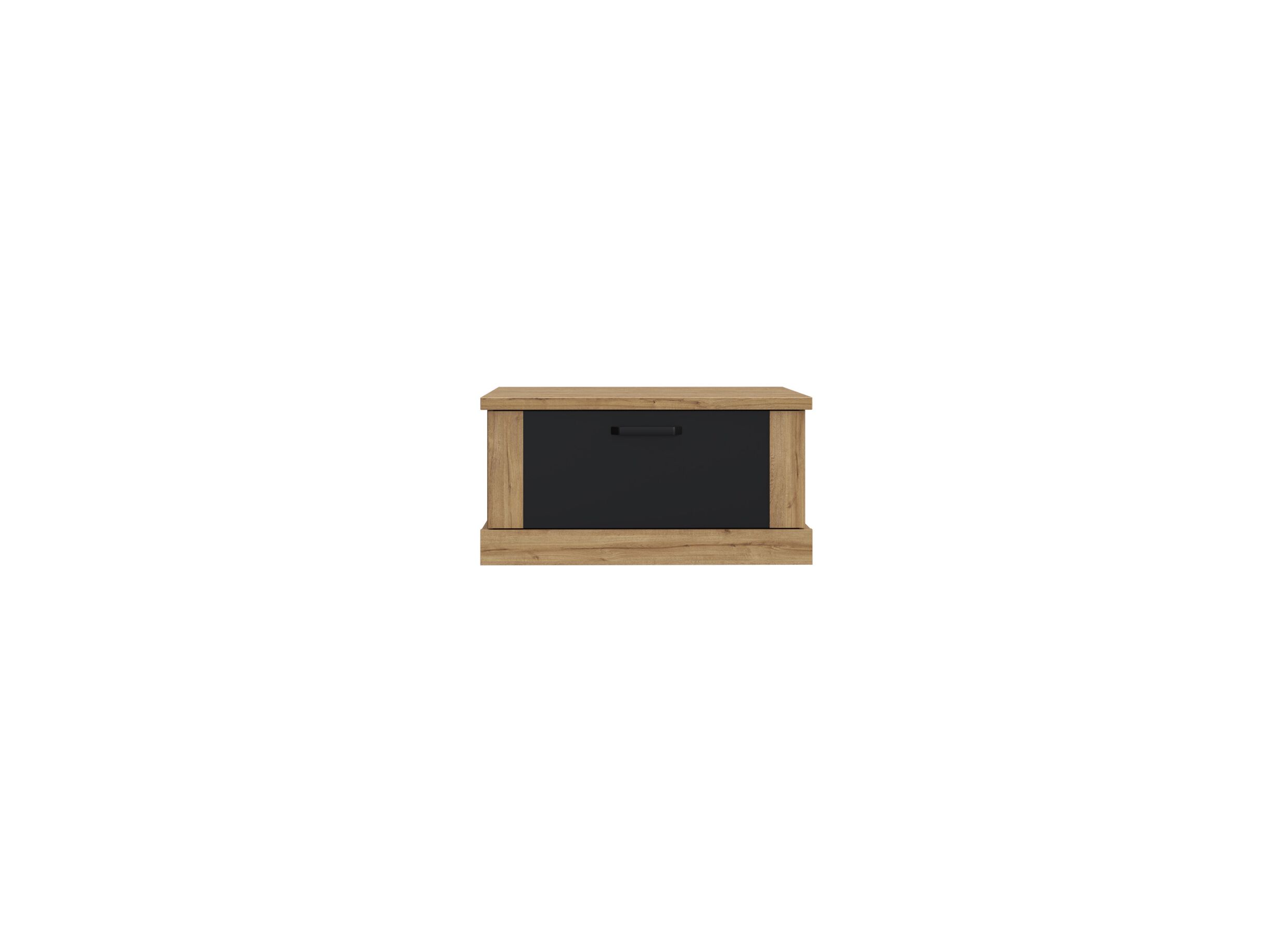 Table basse Kaszimiro 85x85cm - panneau décor - chêne waterford/noir avec rangement