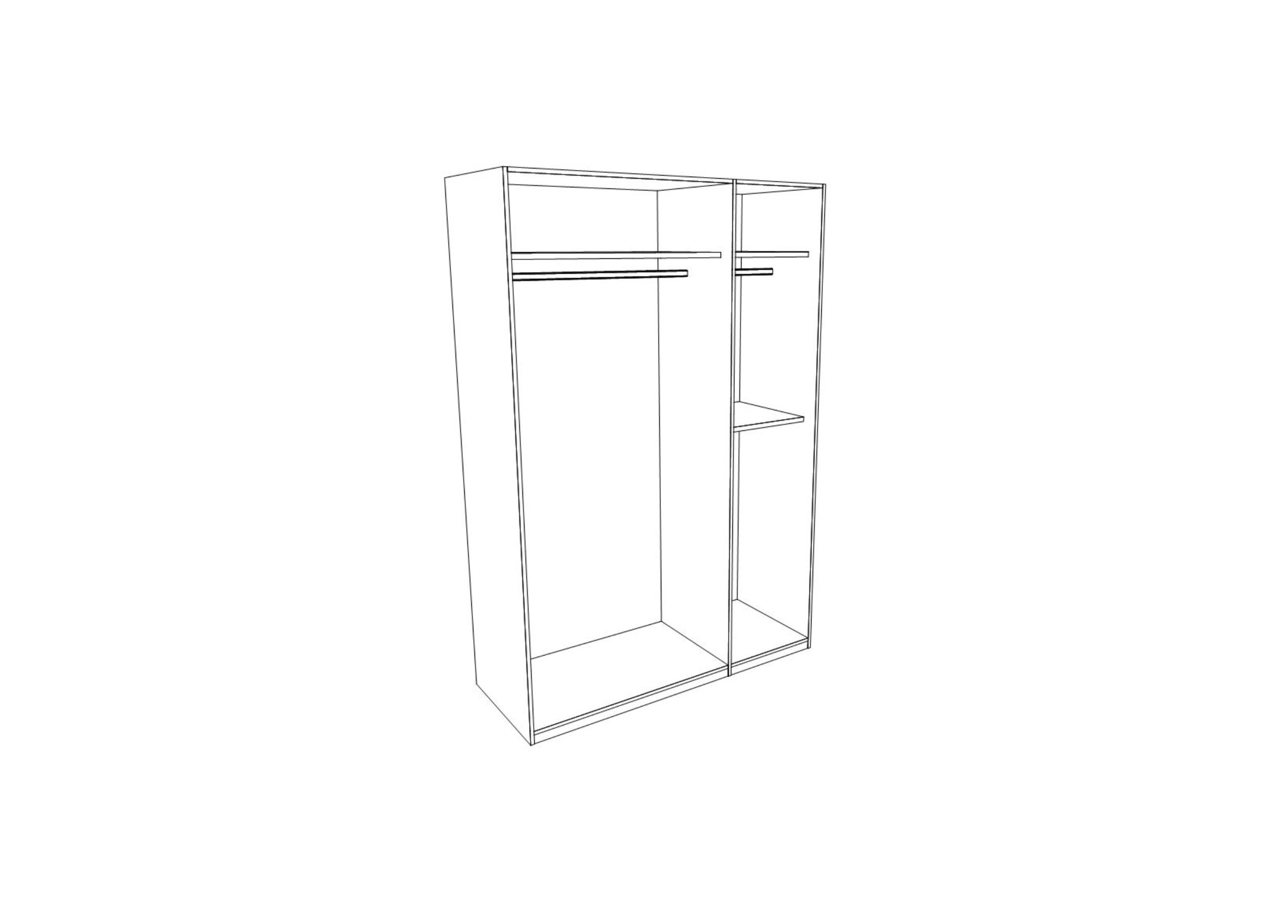 Kleerkast 136cm - decor - metallic grijs/artisanale eik