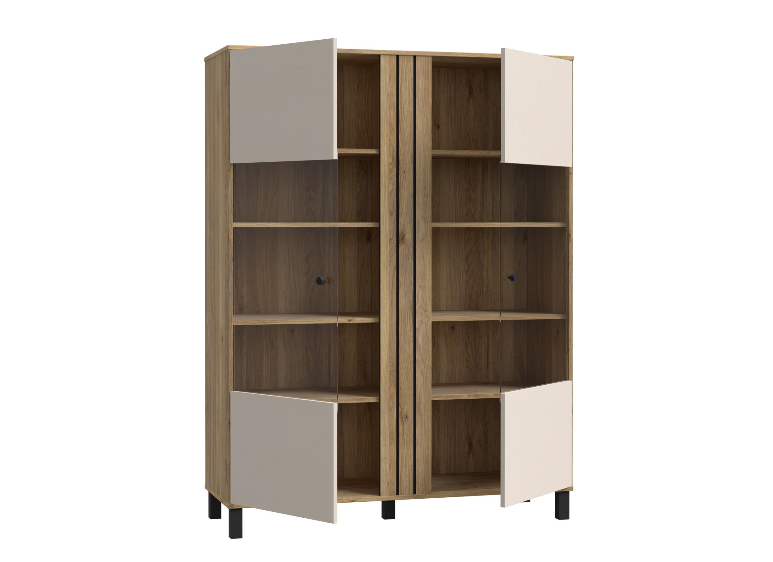Indeling - Vitrinekast Killarney 121cm - decor - mauvela oak/sand
