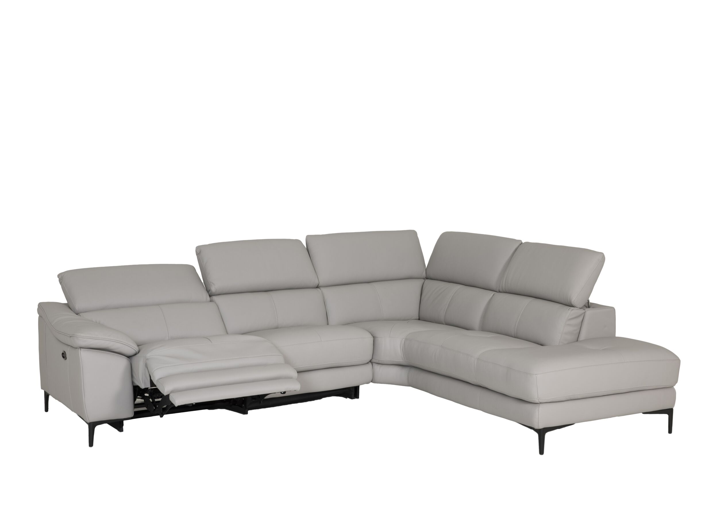 Hoeksalon Sun 298x238cm - leder - grijs met relax