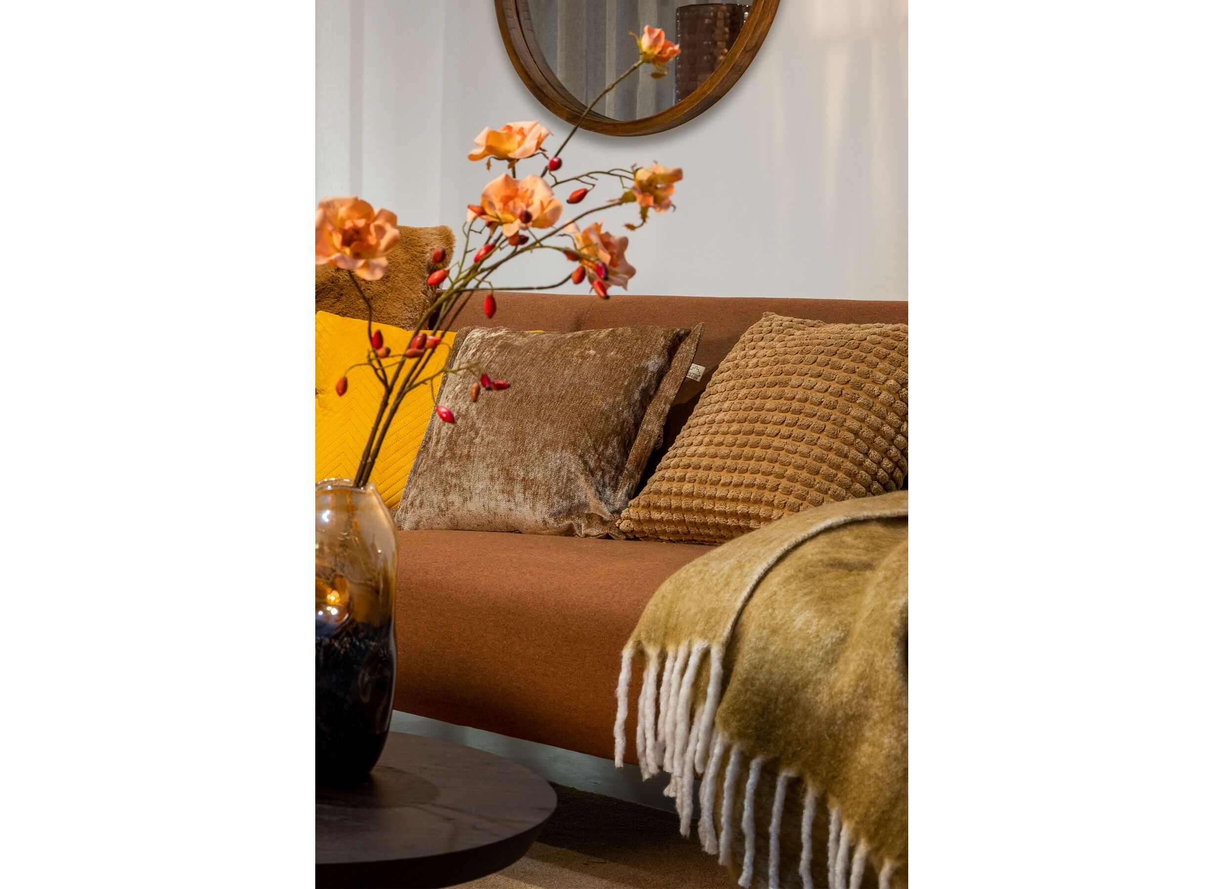 Sfeerfoto - Plaid Libbe 130x170cm acryl tobacco brown