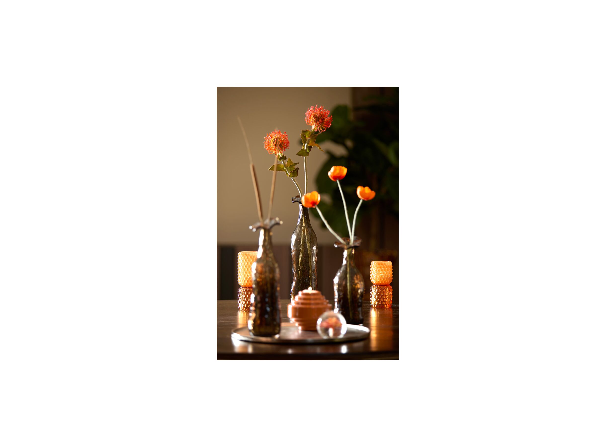 Foto ambiance - Photophore Bublini H16cm - verre - orange