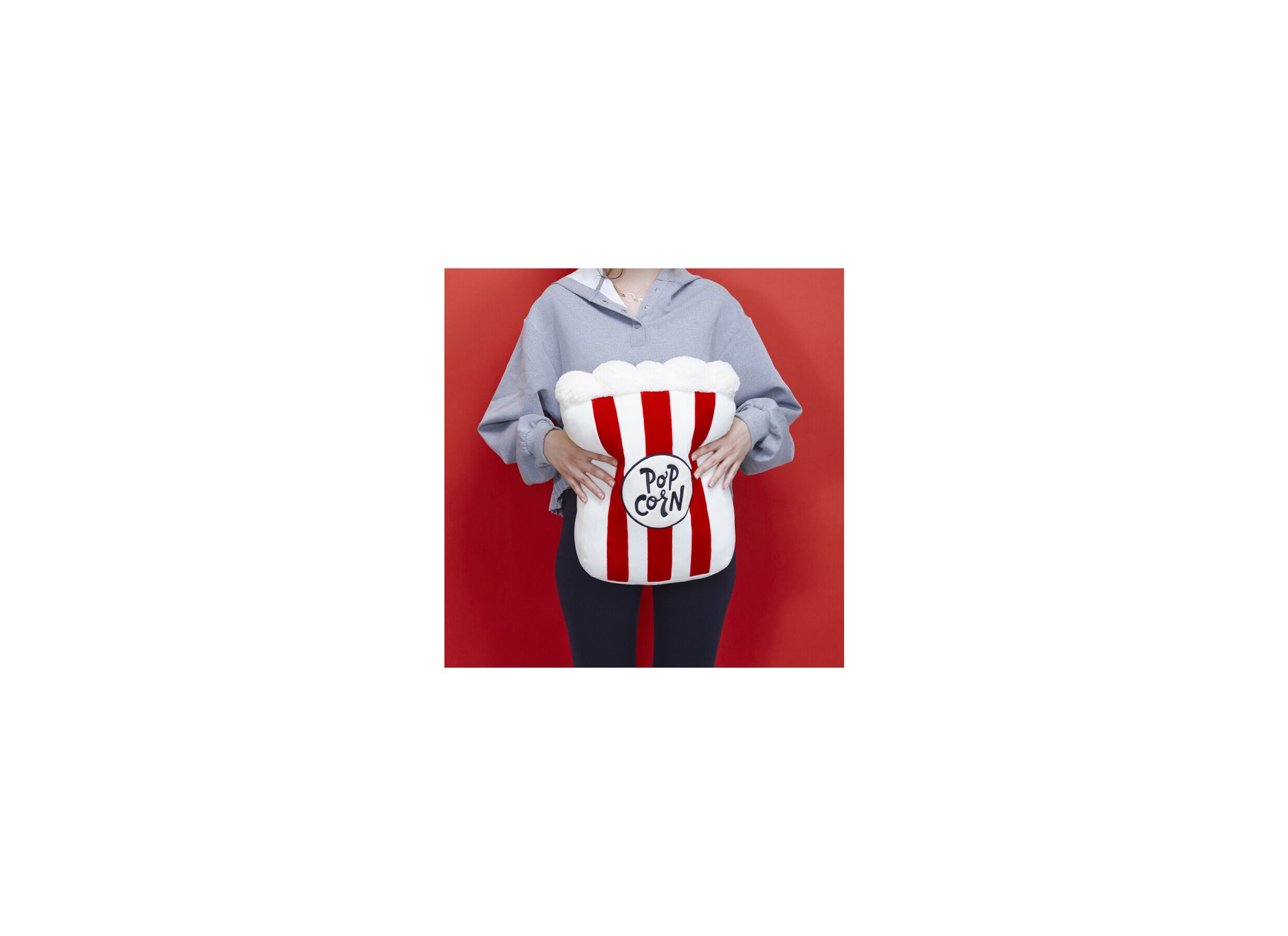 Sfeerfoto - Kussen Popcorn 40x30cm - stof - wit rood