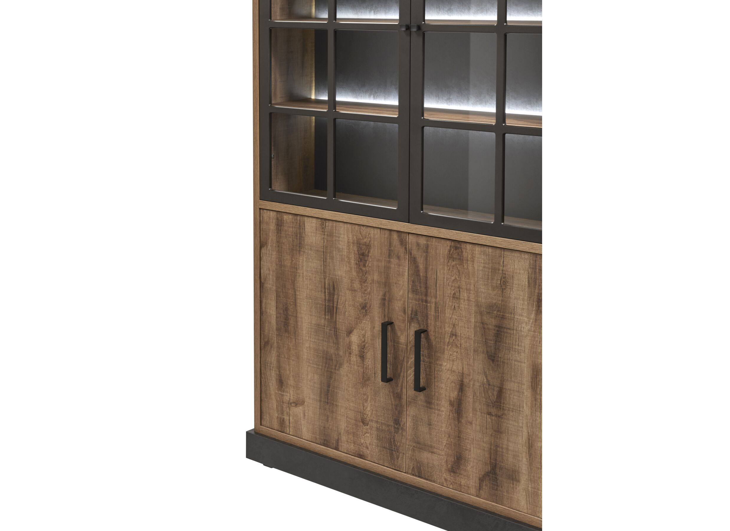 Vitrinekast 120cm - decor - bruin/zwart