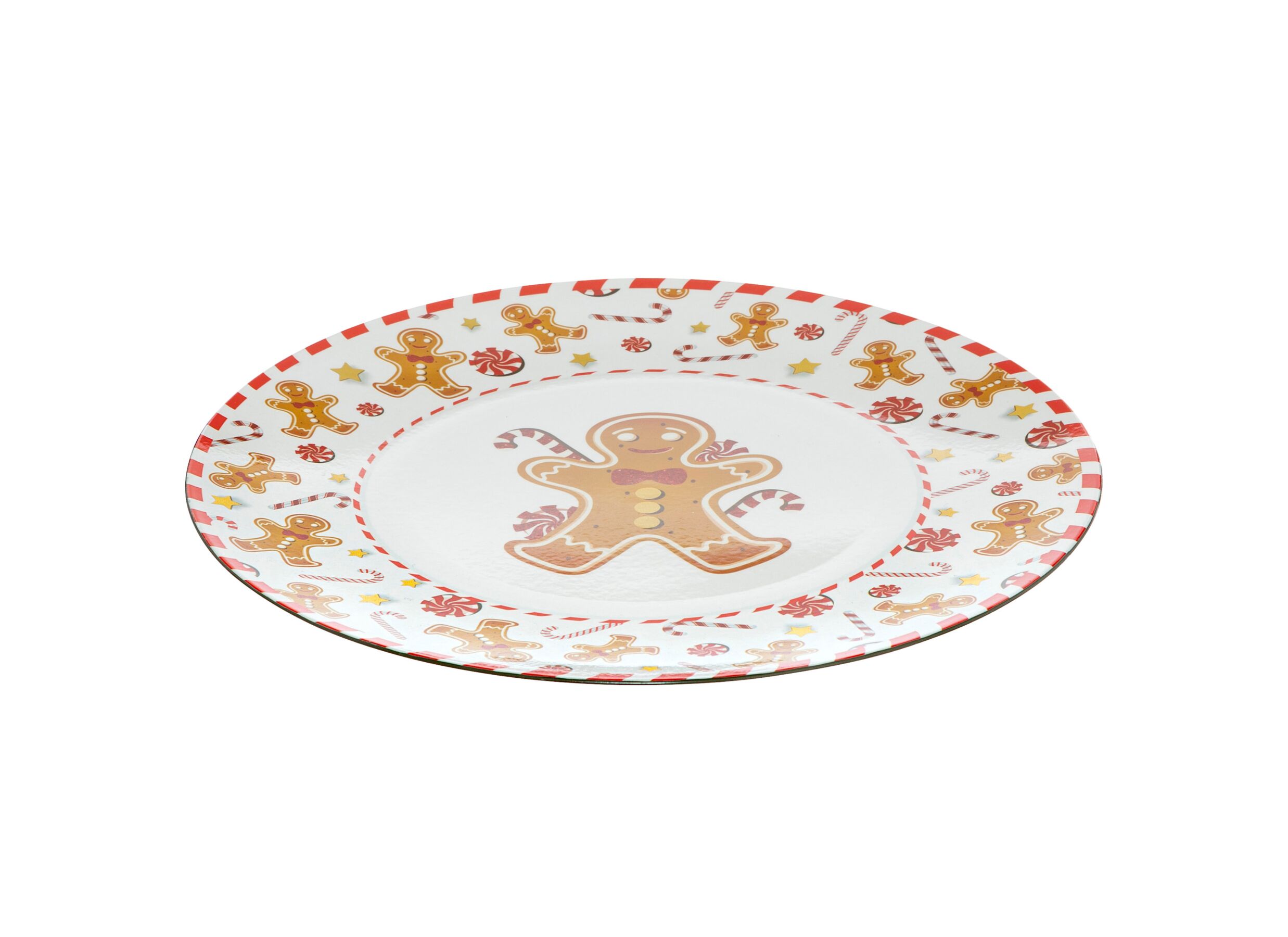Overzichtsfoto - Kerstdecoratie Bord Gingerman Ø33cm - kunststof - multicolor